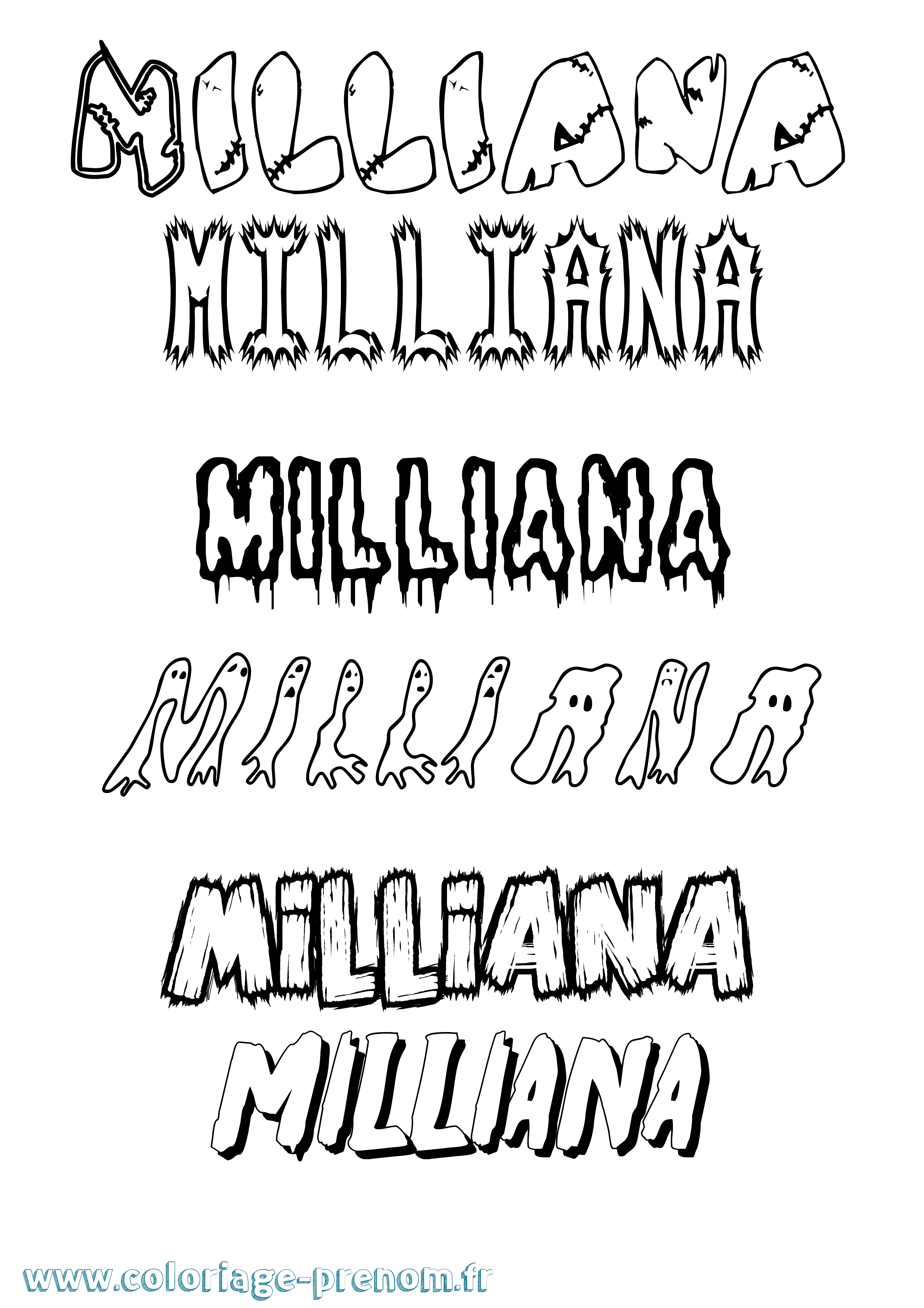 Coloriage Milliana Frisson Coloriage prénom Milliana Frisson