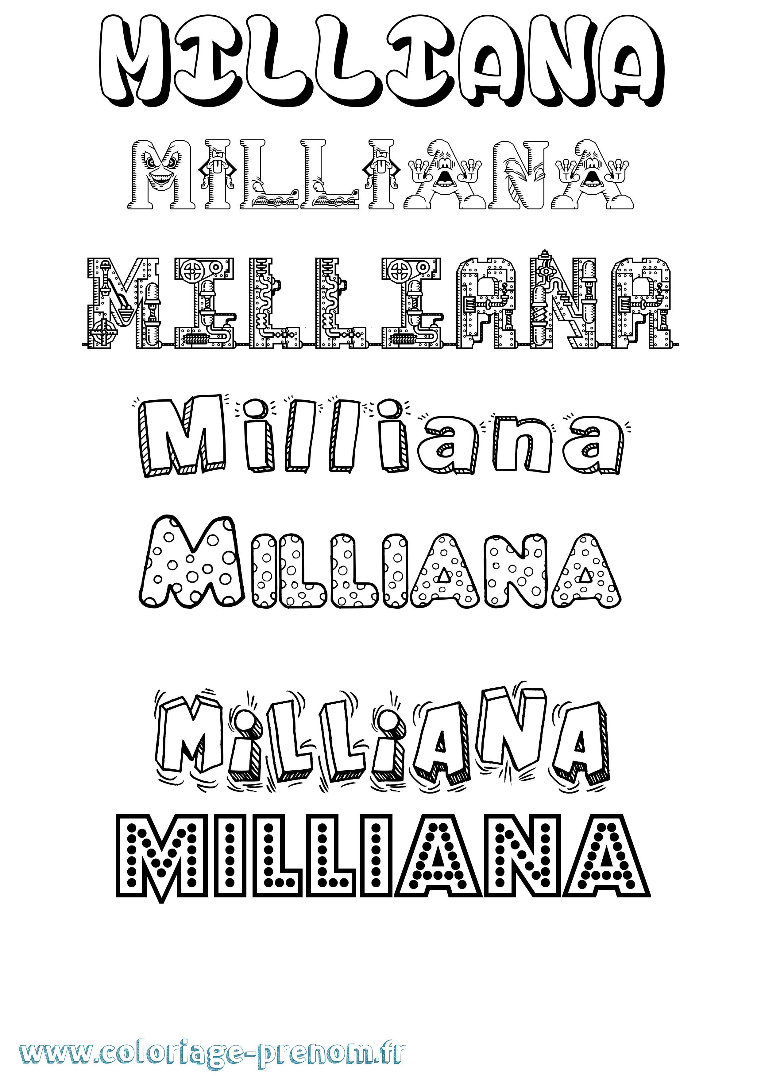 Coloriage Milliana Fun Coloriage prénom Milliana Fun
