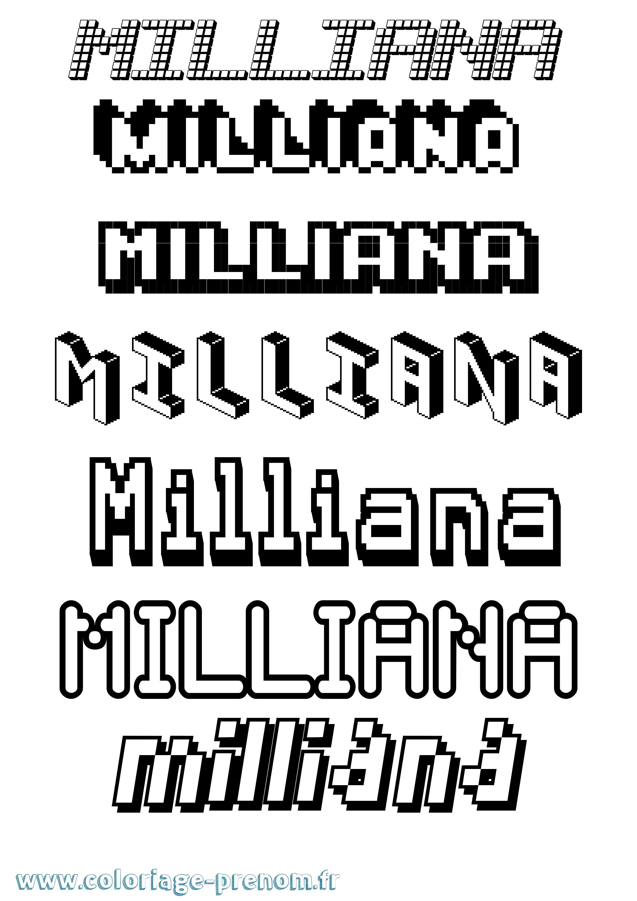 Coloriage Milliana Pixel Coloriage prénom Milliana Pixel