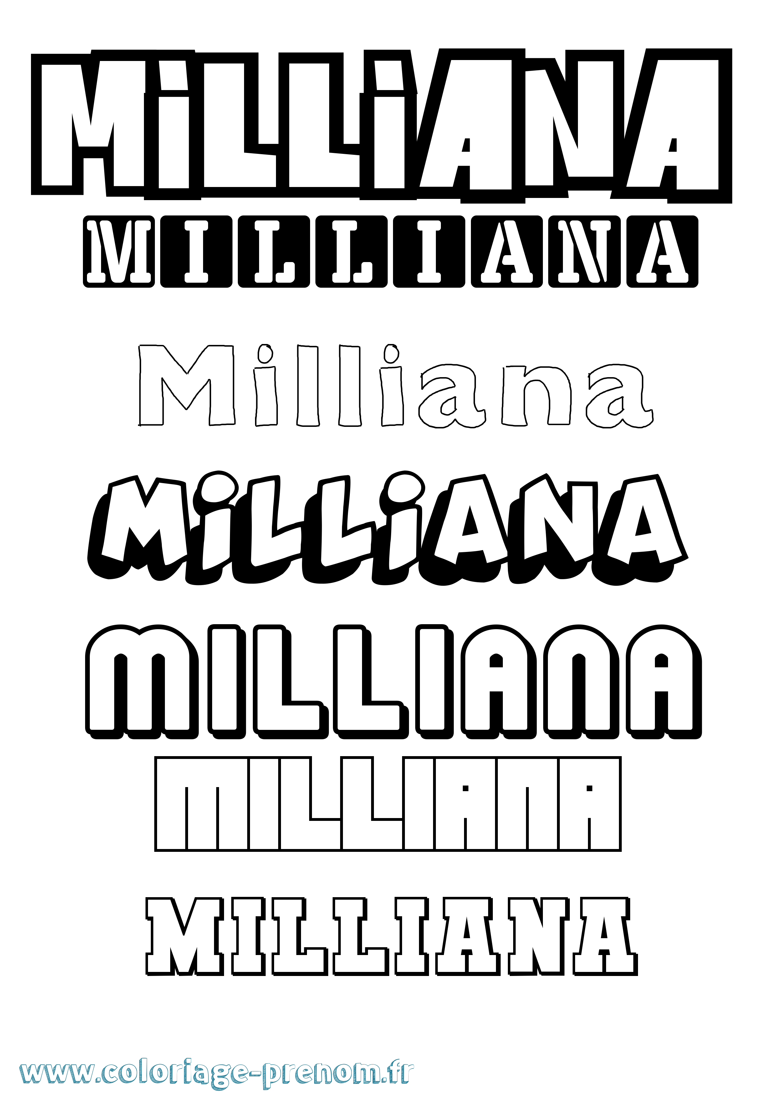 Coloriage Milliana Simple Coloriage prénom Milliana Simple