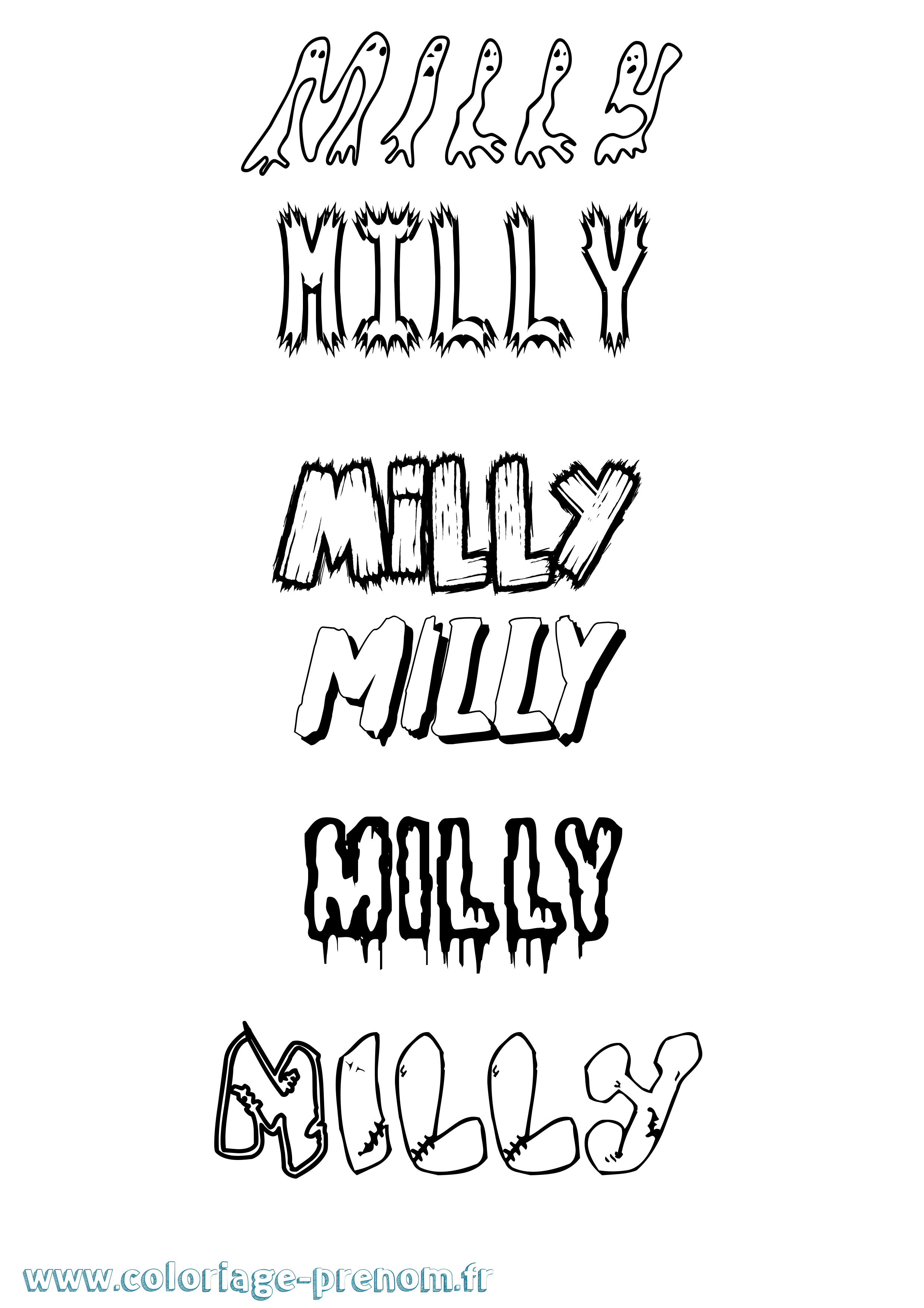 Coloriage Milly Frisson Coloriage prénom Milly Frisson