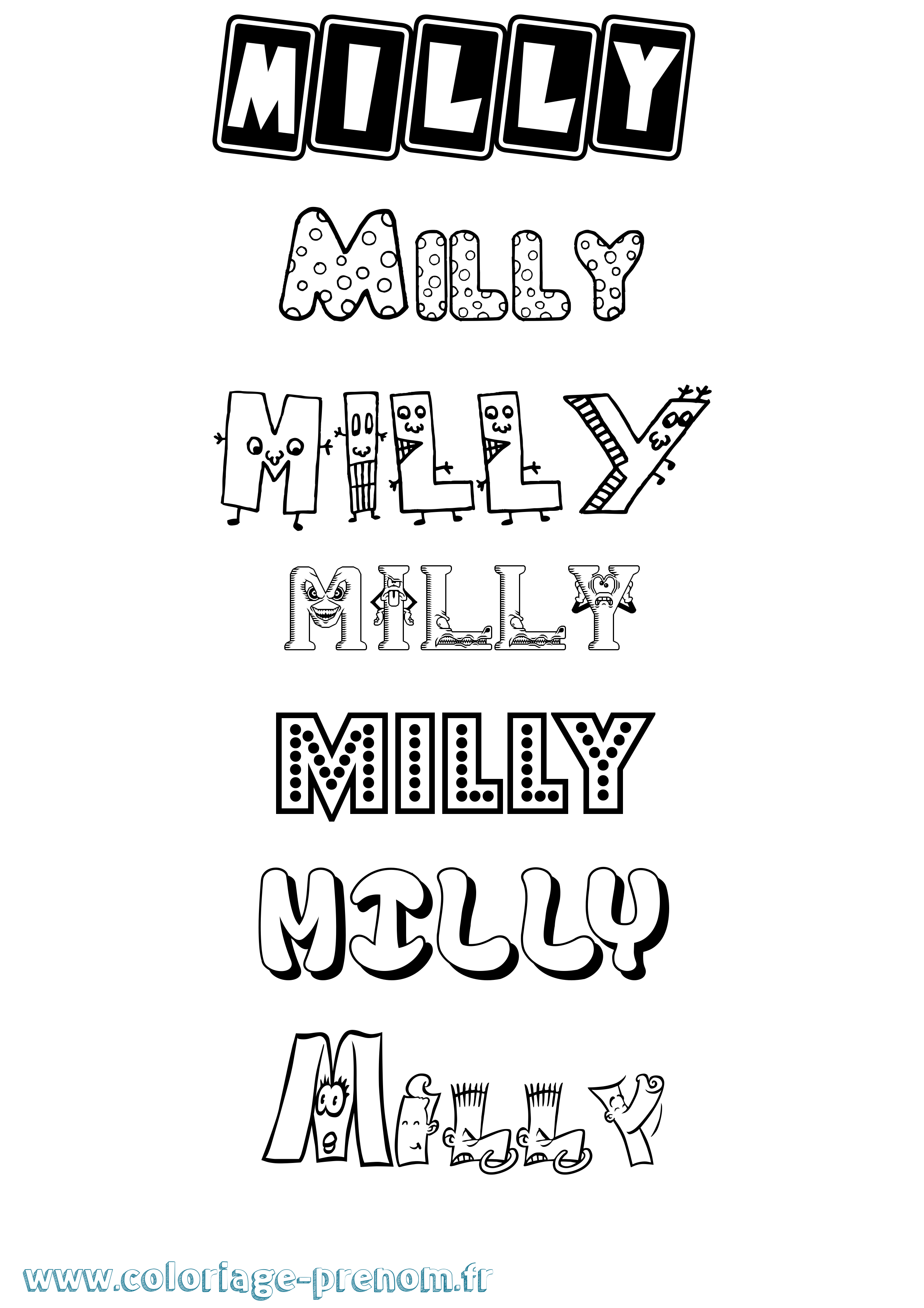 Coloriage Milly Fun Coloriage prénom Milly Fun