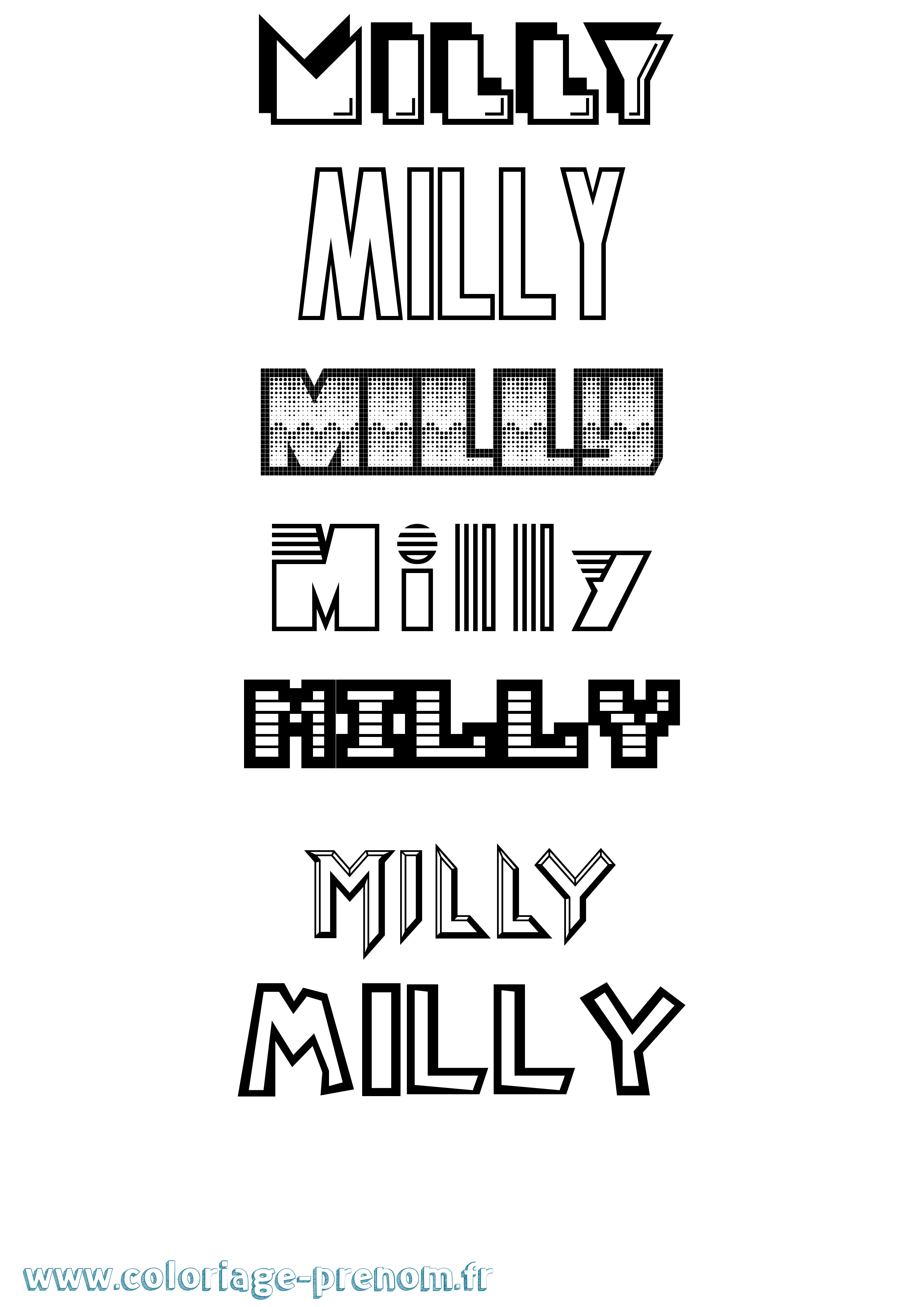 Coloriage Milly Jeux Vidéos Coloriage prénom Milly Jeux Vidéos