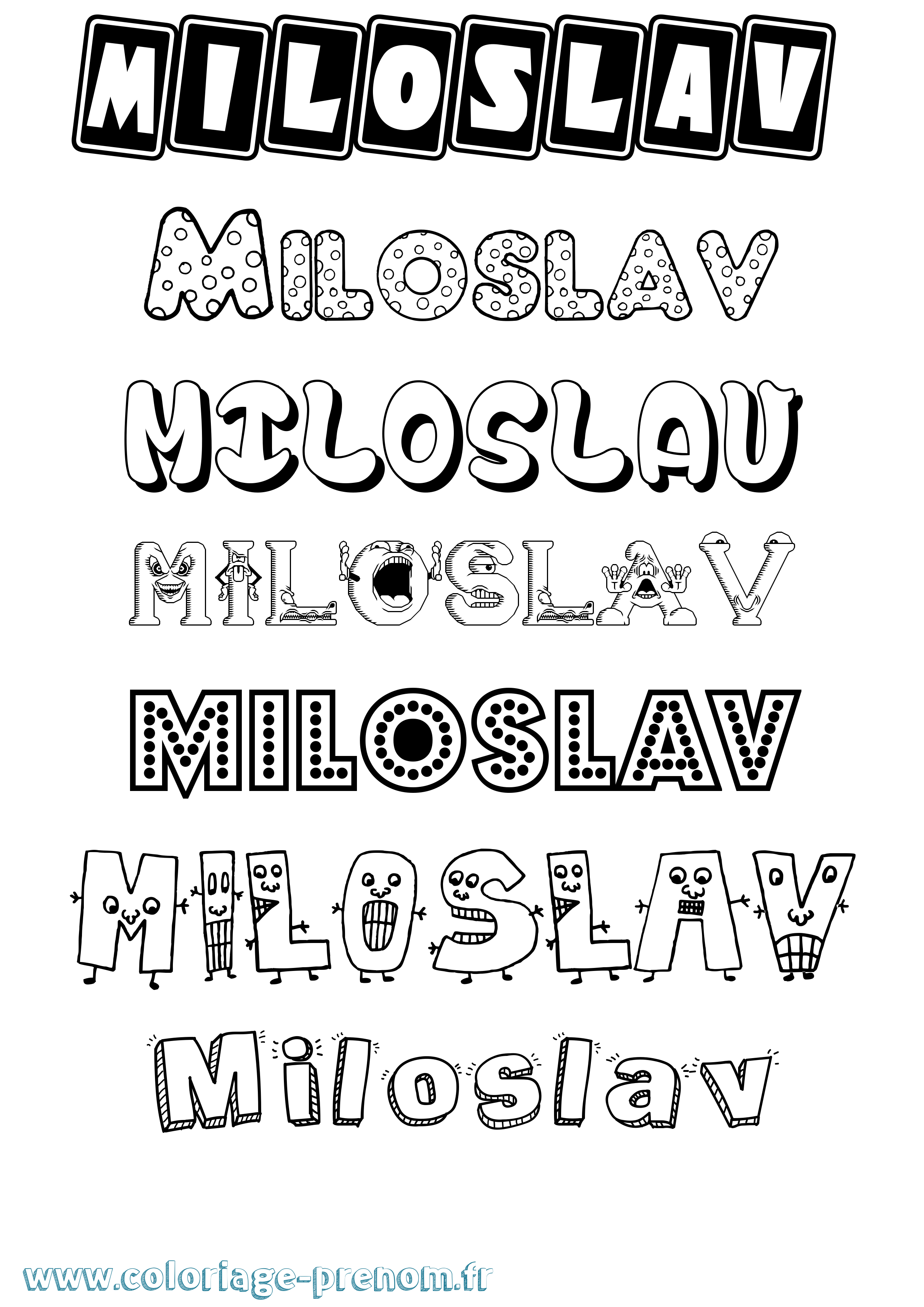 Coloriage Miloslav Fun Coloriage prénom Miloslav Fun