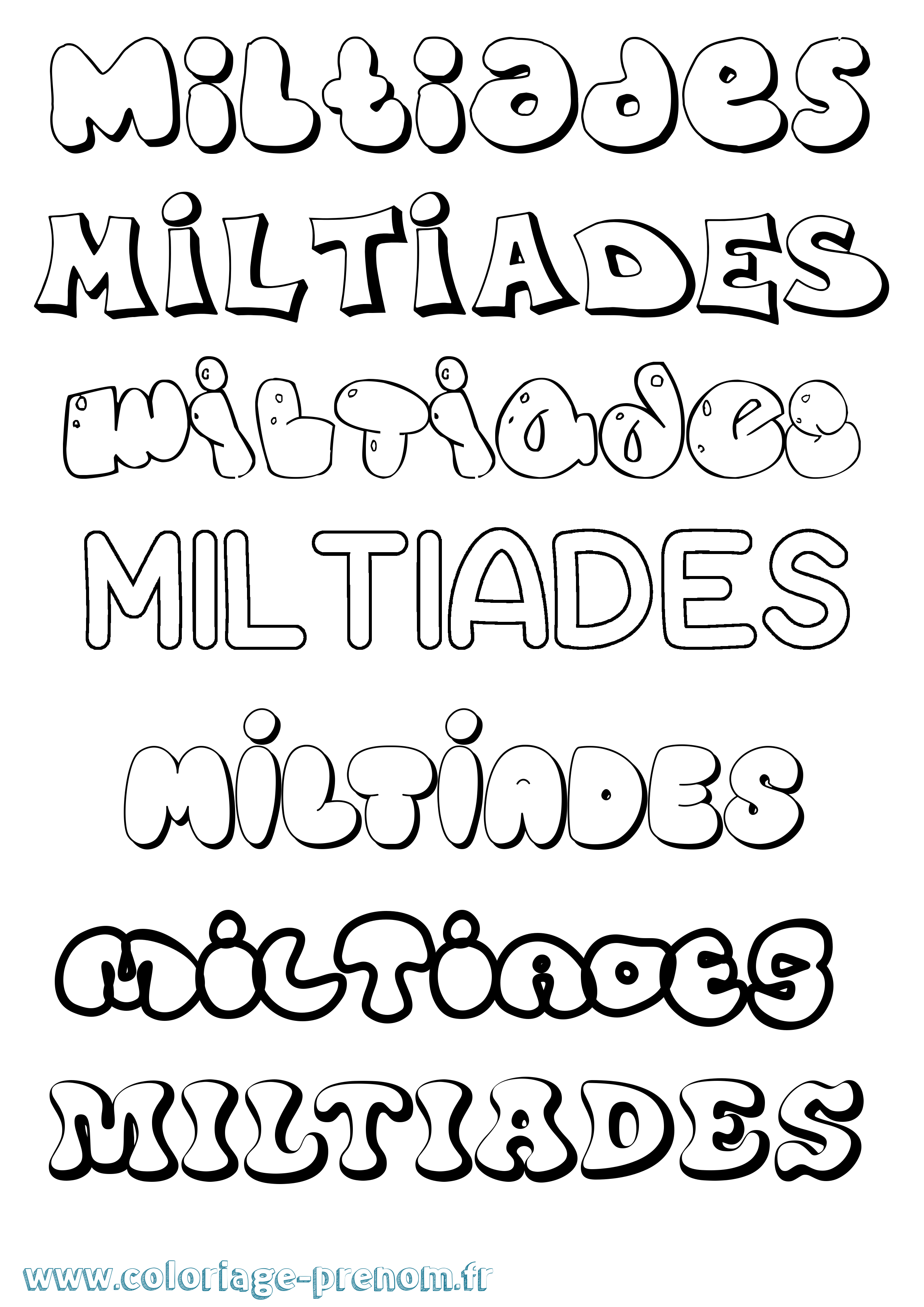 Coloriage Miltiades Bubble Coloriage prénom Miltiades Bubble