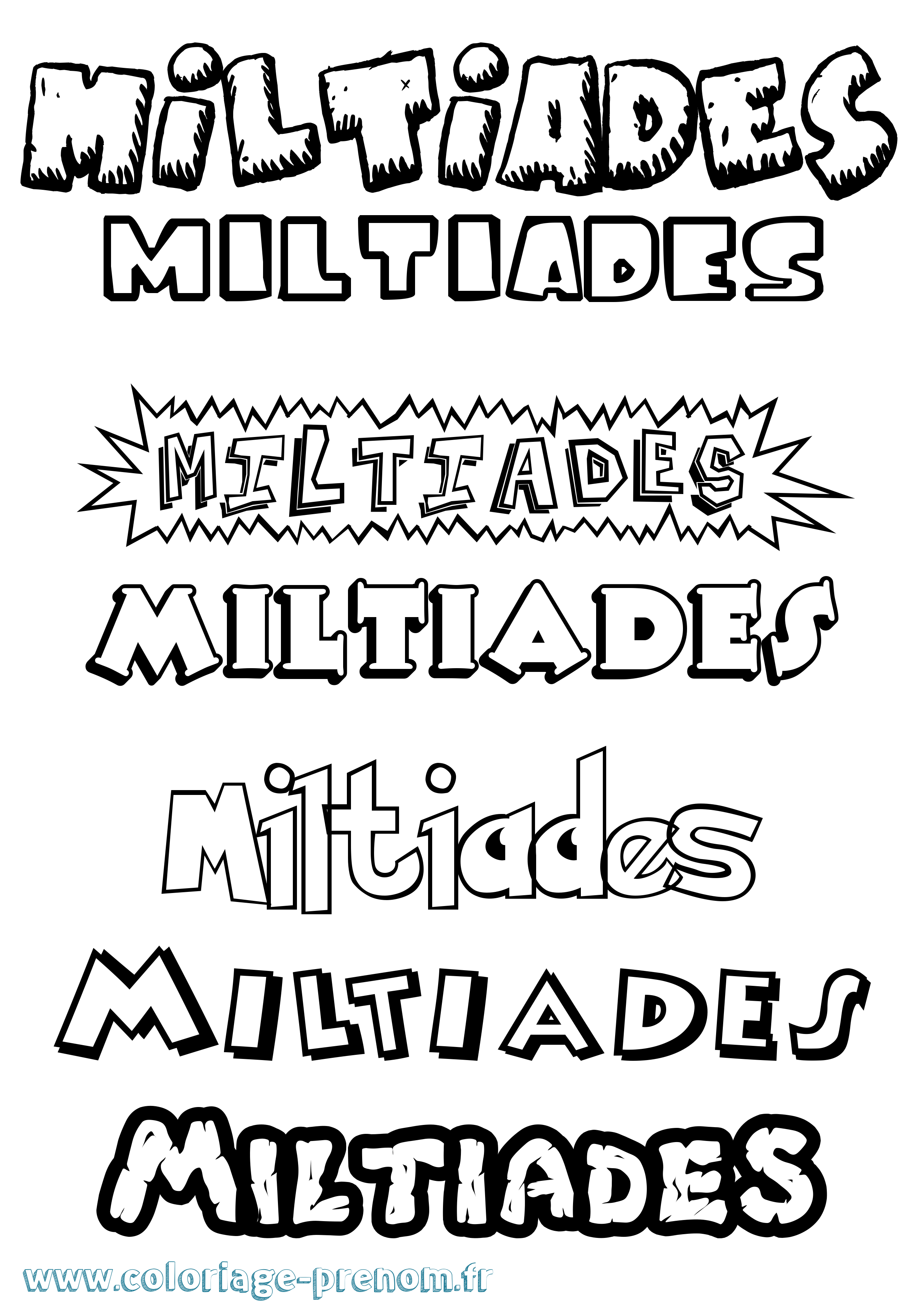 Coloriage Miltiades Dessin Animé Coloriage prénom Miltiades Dessin Animé