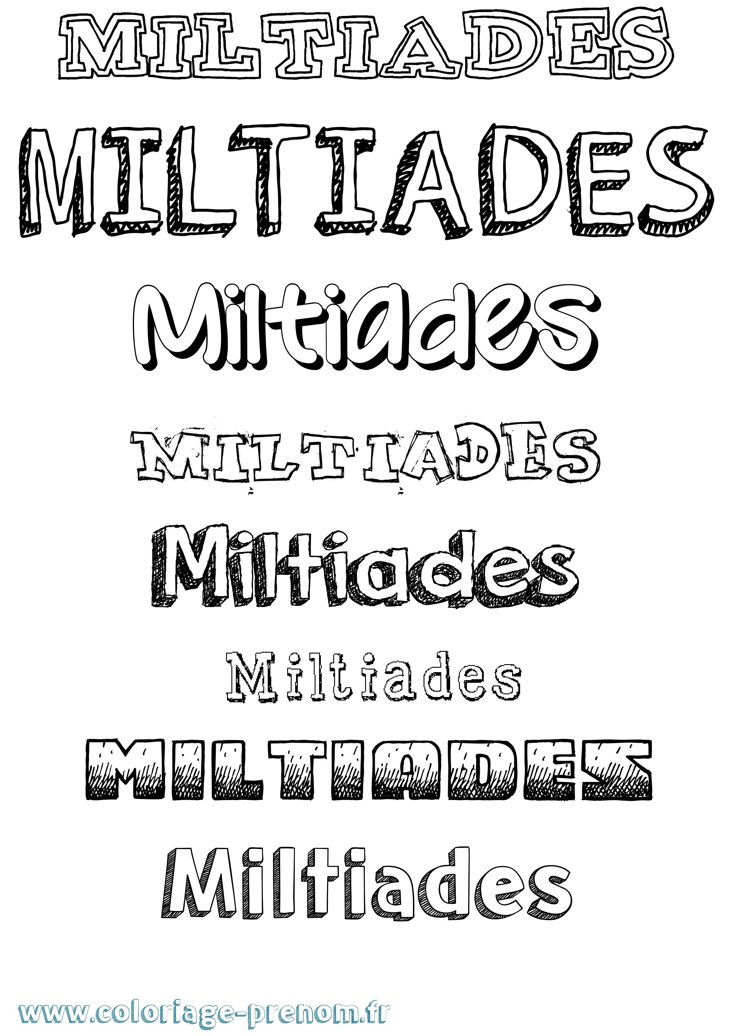 Coloriage Miltiades Dessiné Coloriage prénom Miltiades Dessiné