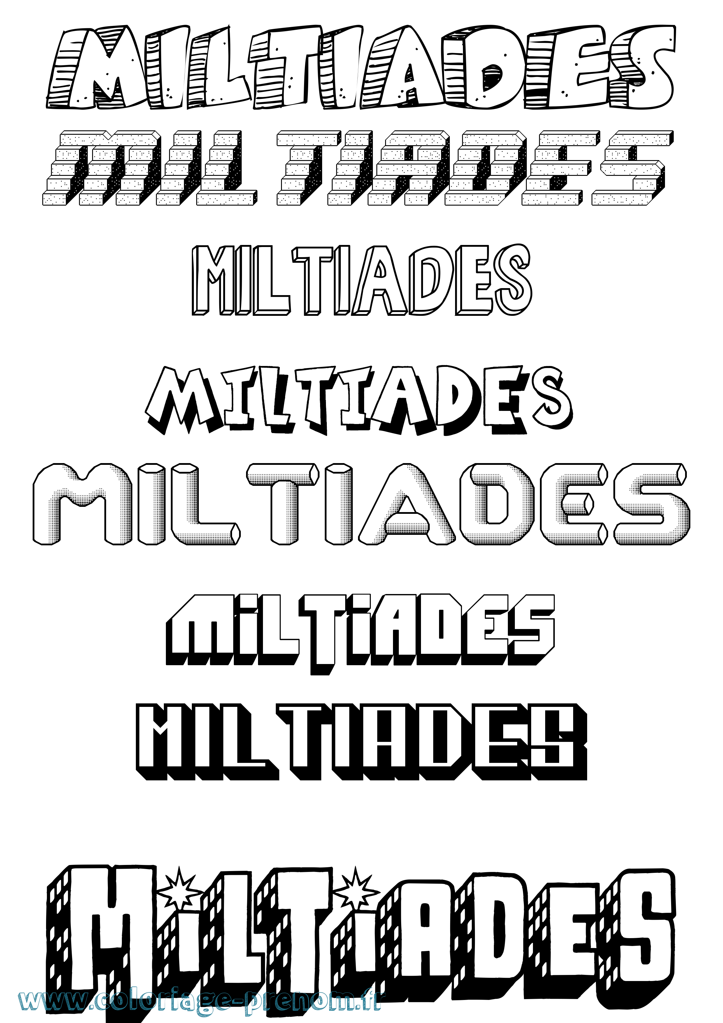 Coloriage Miltiades Effet 3D Coloriage prénom Miltiades Effet 3D