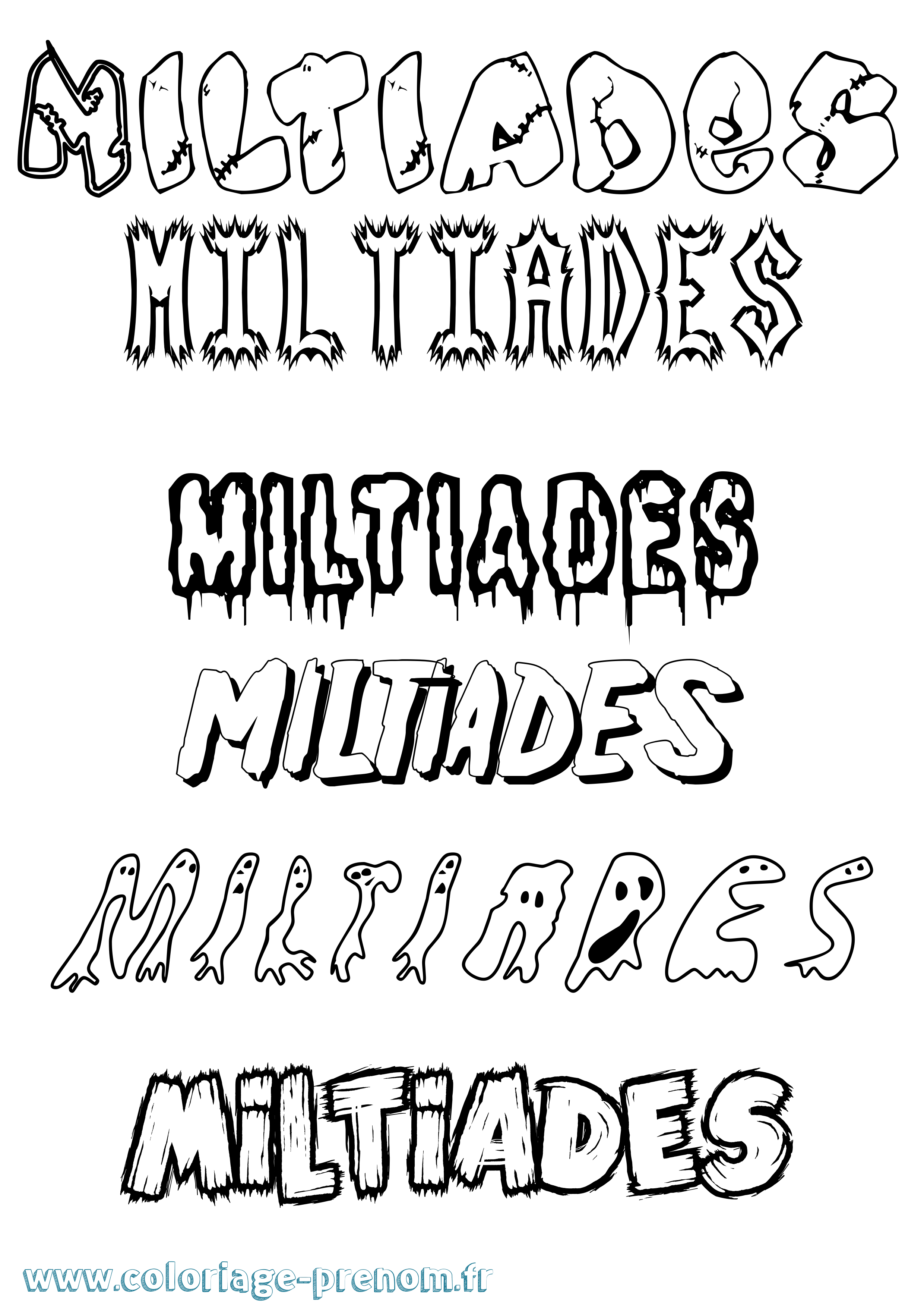 Coloriage Miltiades Frisson Coloriage prénom Miltiades Frisson