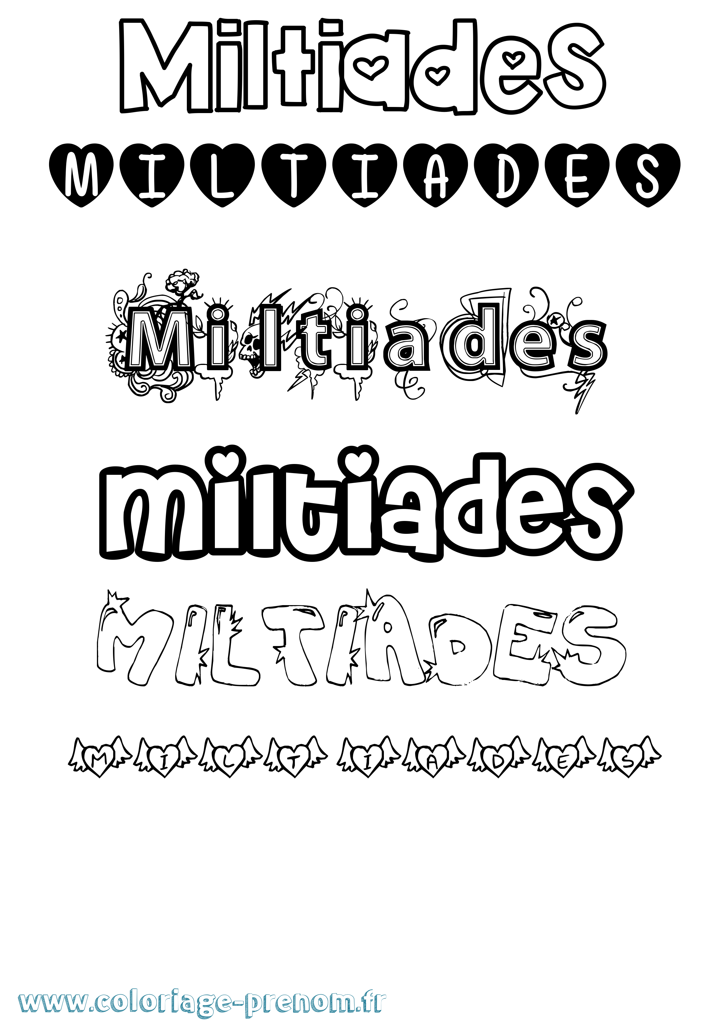 Coloriage Miltiades Girly Coloriage prénom Miltiades Girly