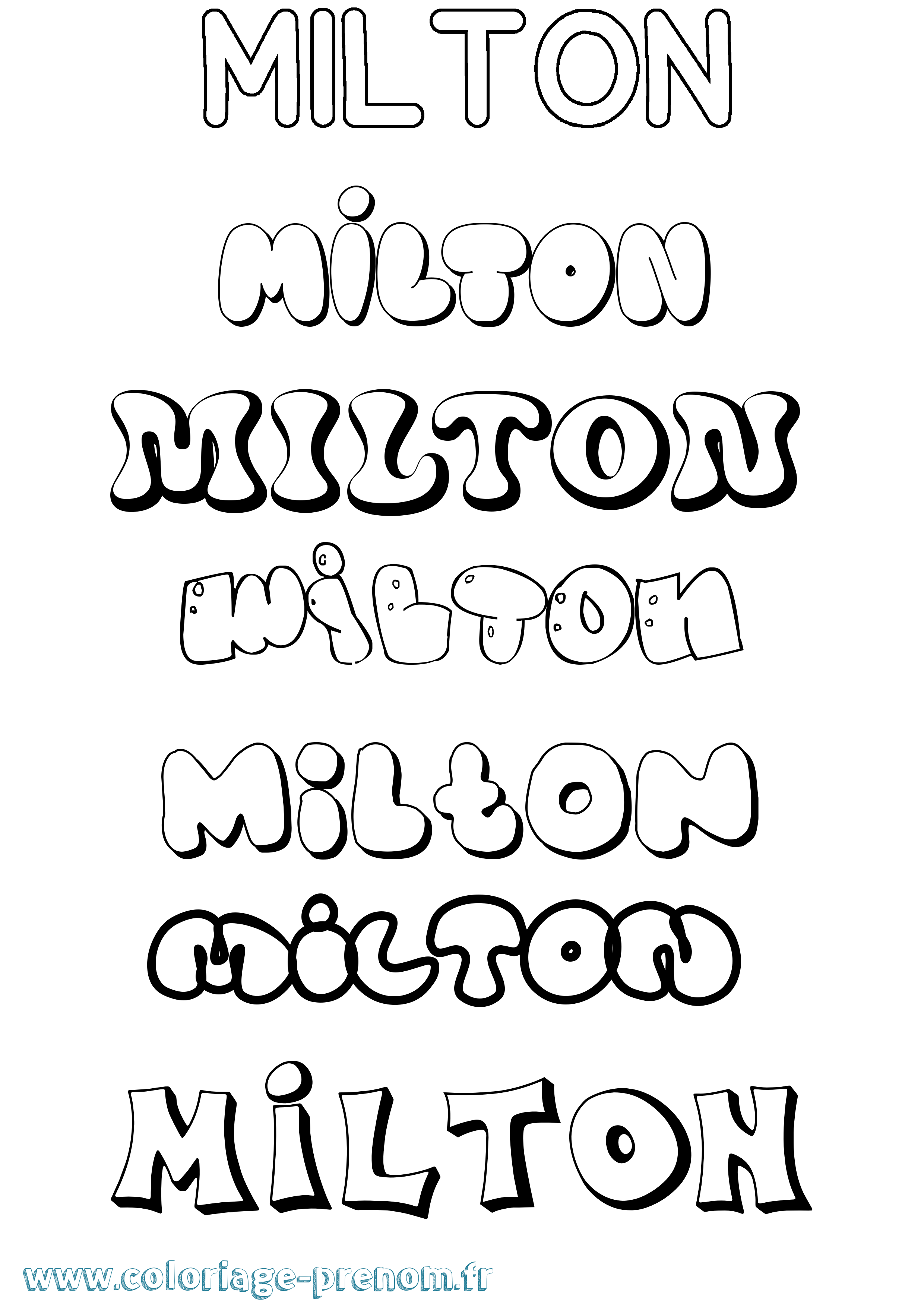 Coloriage Milton Bubble Coloriage prénom Milton Bubble