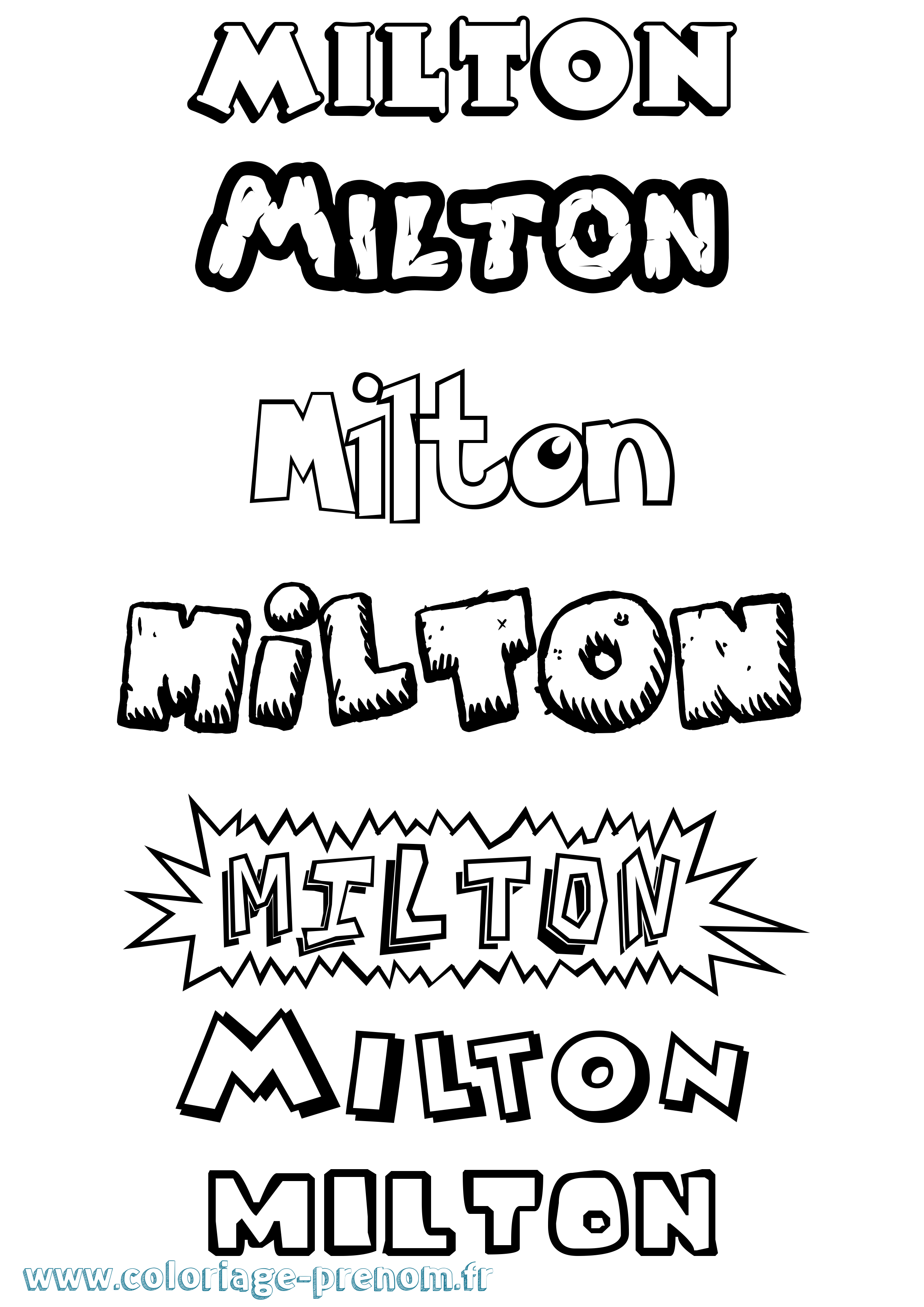 Coloriage Milton Dessin Animé Coloriage prénom Milton Dessin Animé