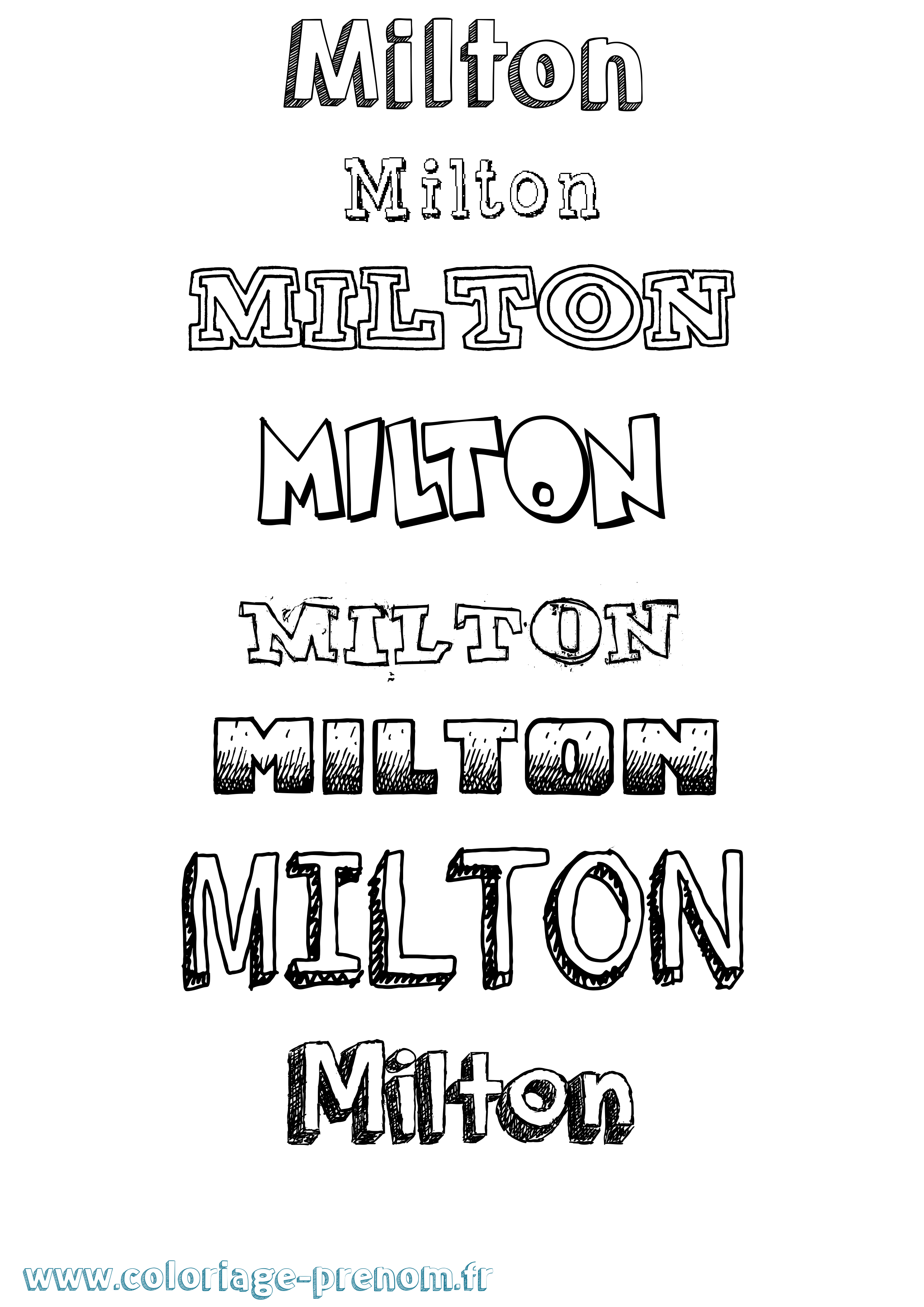 Coloriage Milton Dessiné Coloriage prénom Milton Dessiné