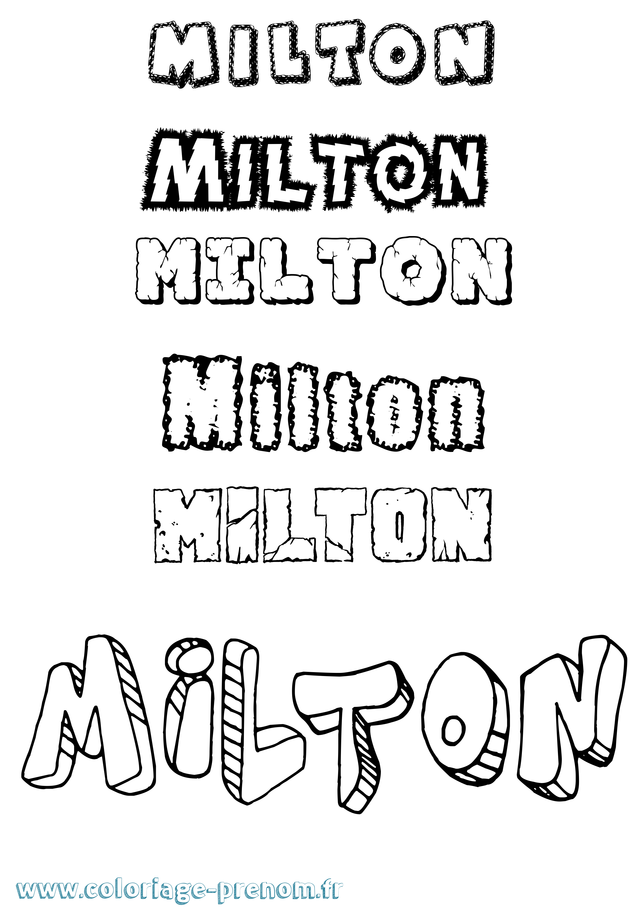 Coloriage Milton Destructuré Coloriage prénom Milton Destructuré