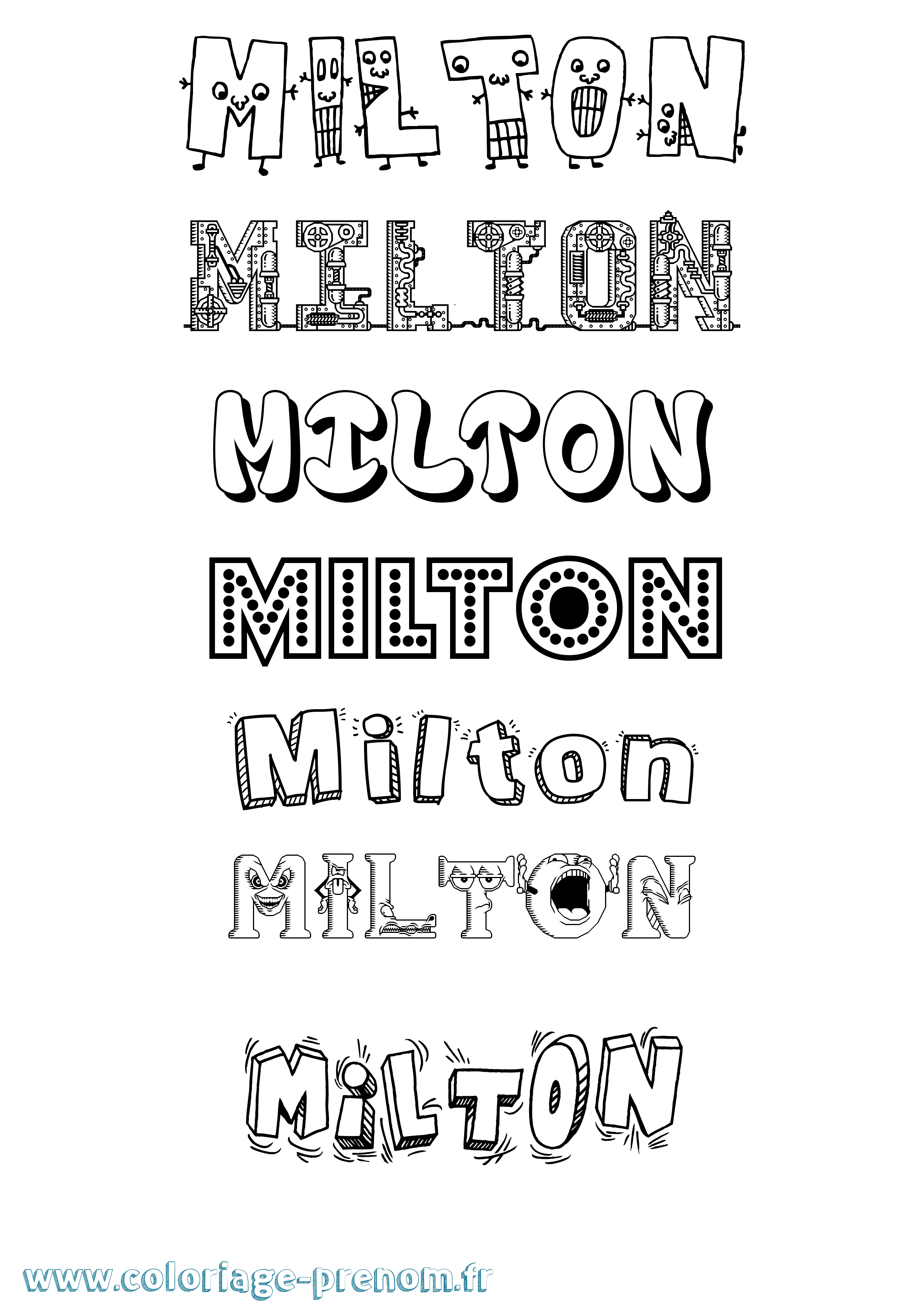 Coloriage Milton Fun Coloriage prénom Milton Fun