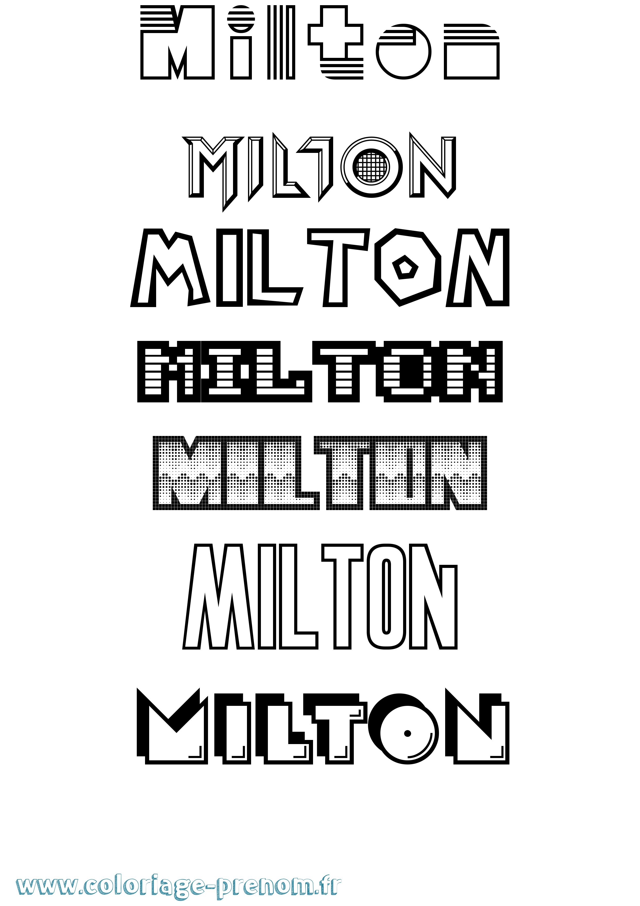 Coloriage Milton Jeux Vidéos Coloriage prénom Milton Jeux Vidéos
