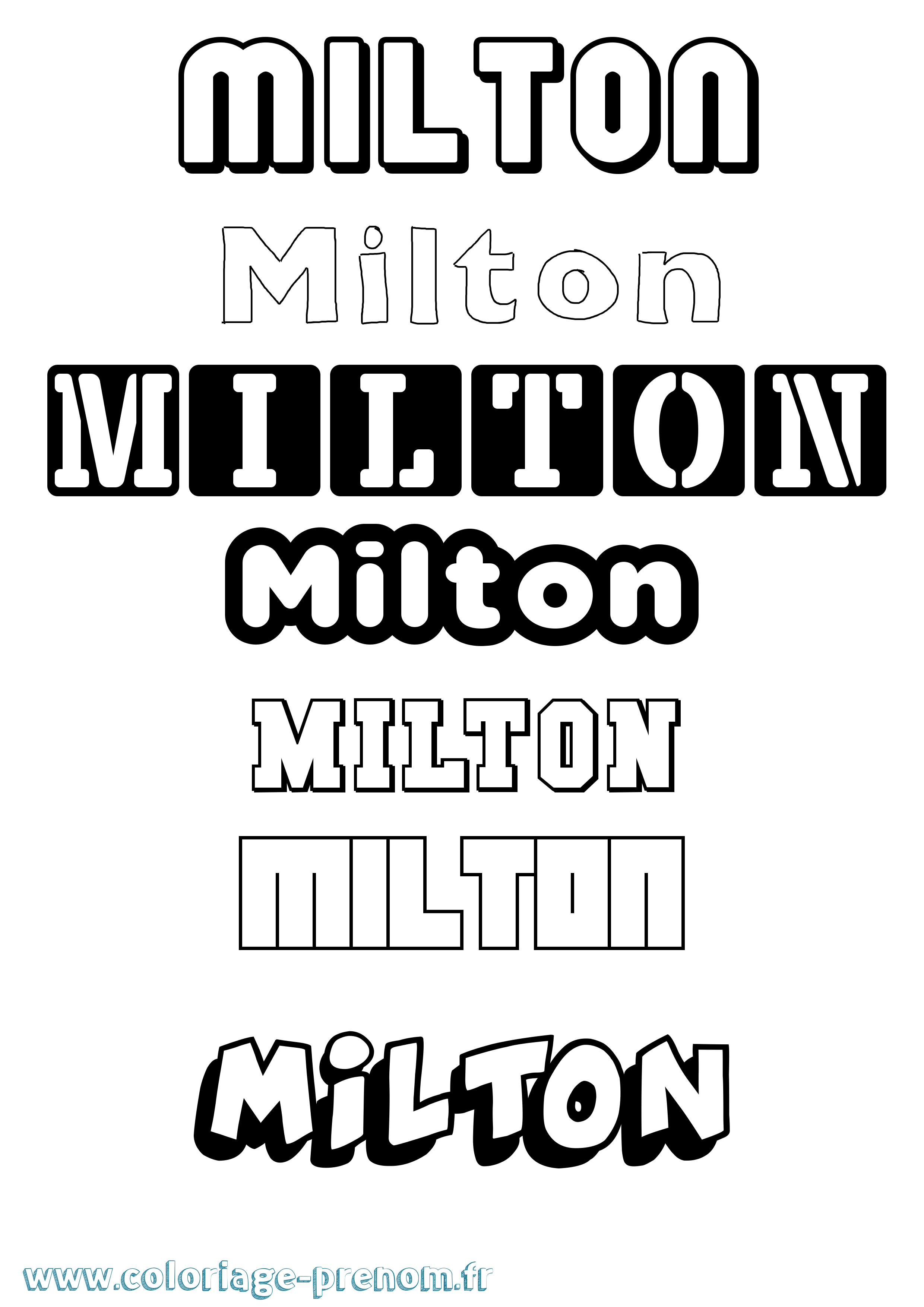 Coloriage Milton Simple Coloriage prénom Milton Simple