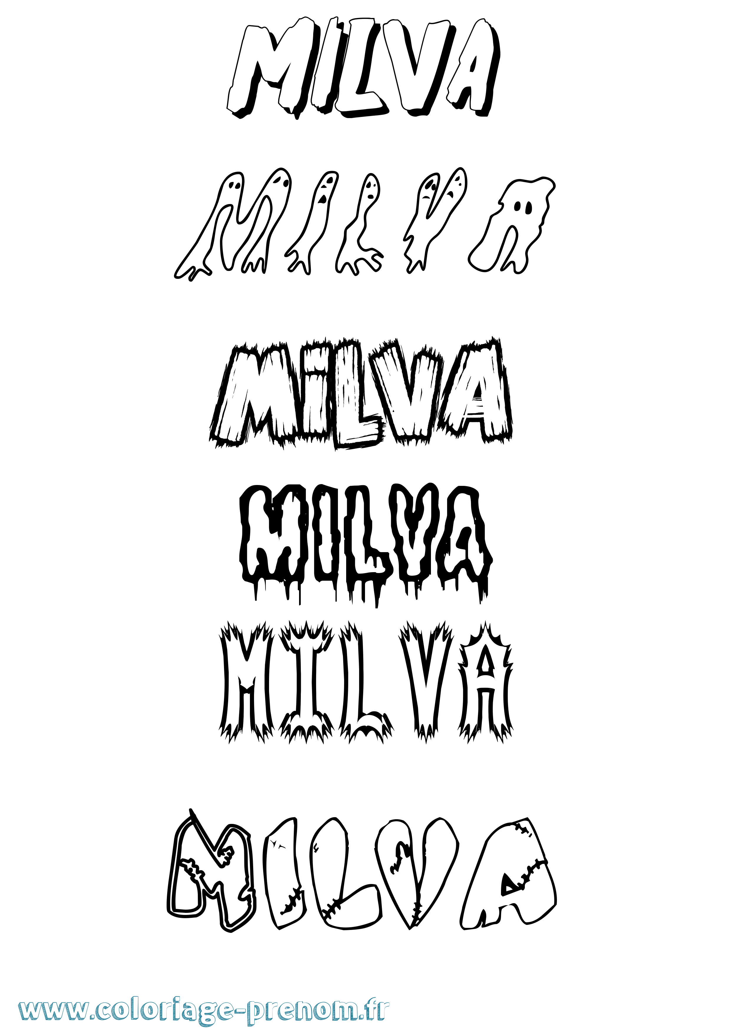 Coloriage Milva Frisson Coloriage prénom Milva Frisson
