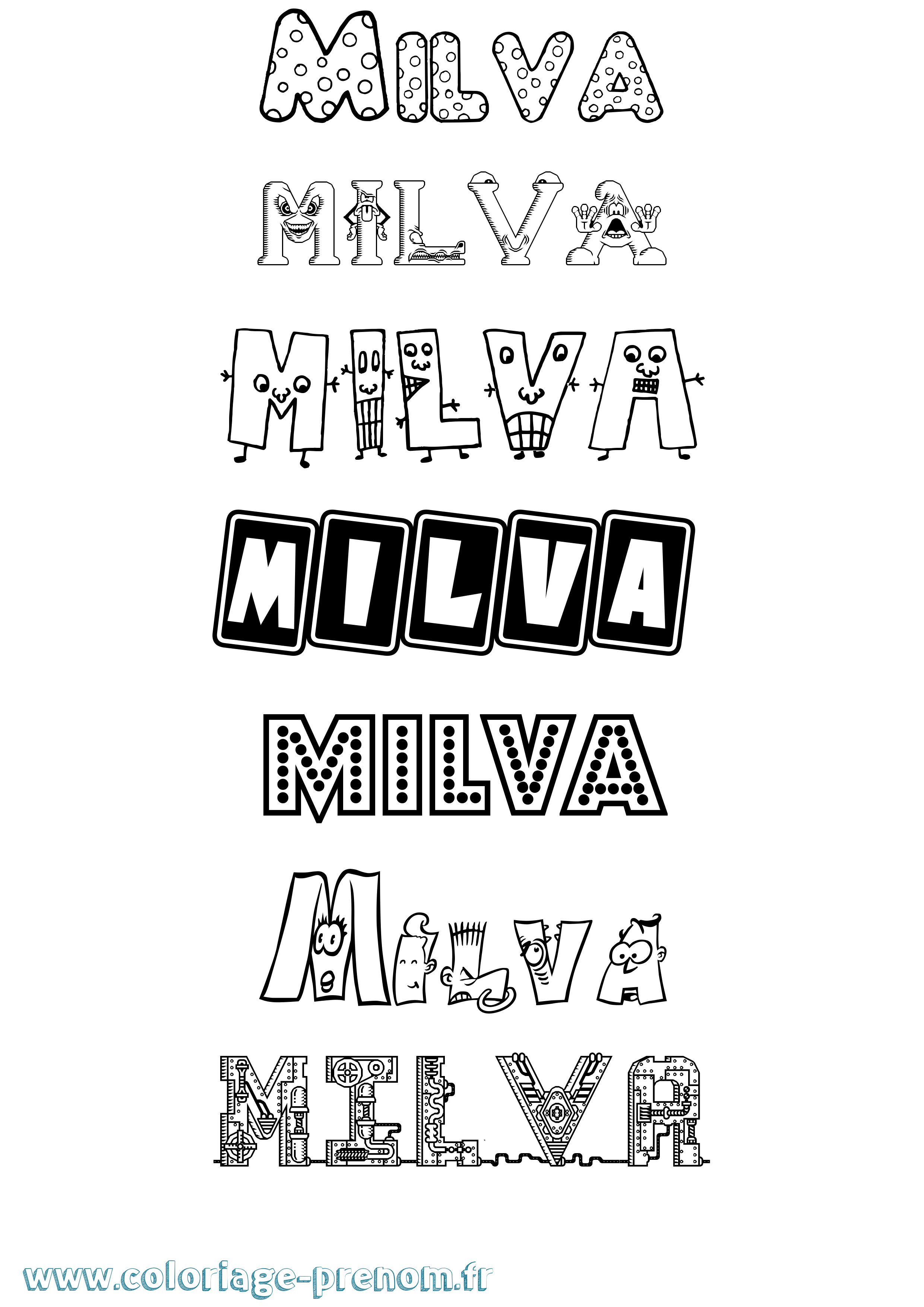 Coloriage Milva Fun Coloriage prénom Milva Fun