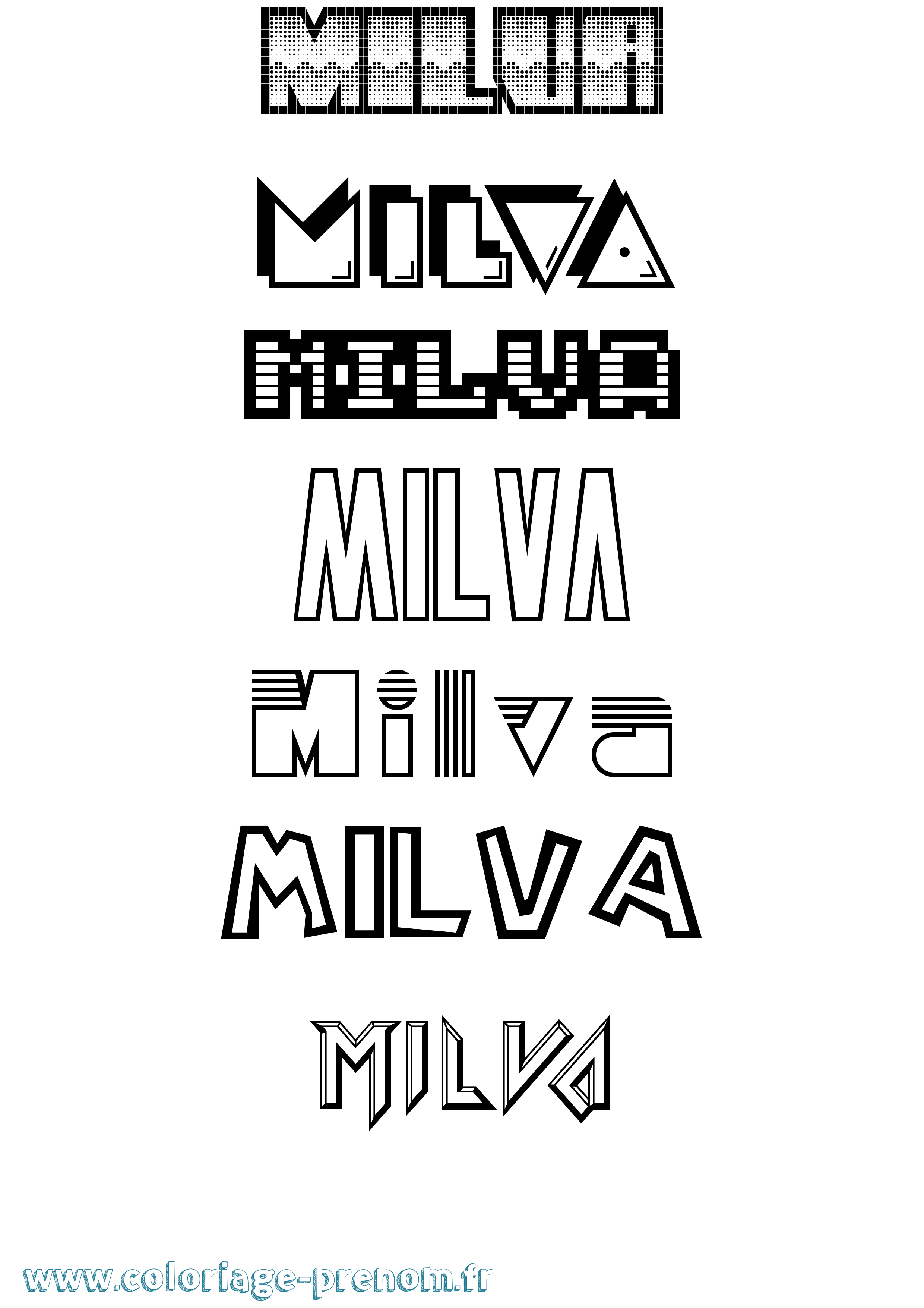 Coloriage Milva Jeux Vidéos Coloriage prénom Milva Jeux Vidéos