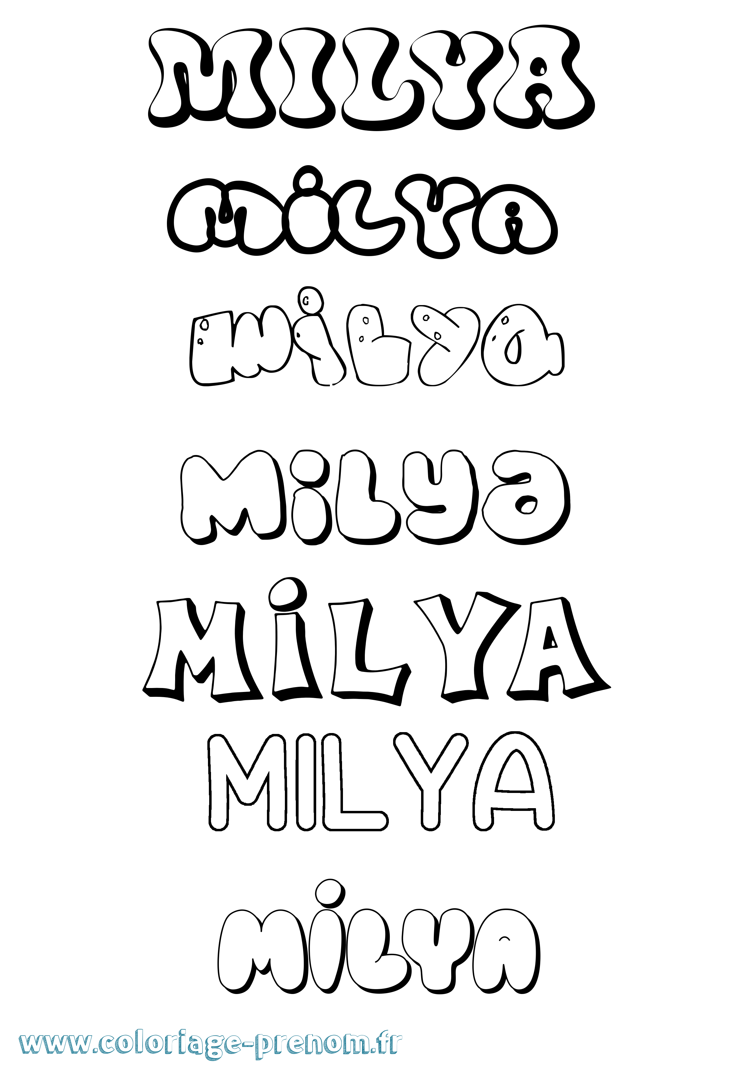Coloriage Milya Bubble Coloriage prénom Milya Bubble