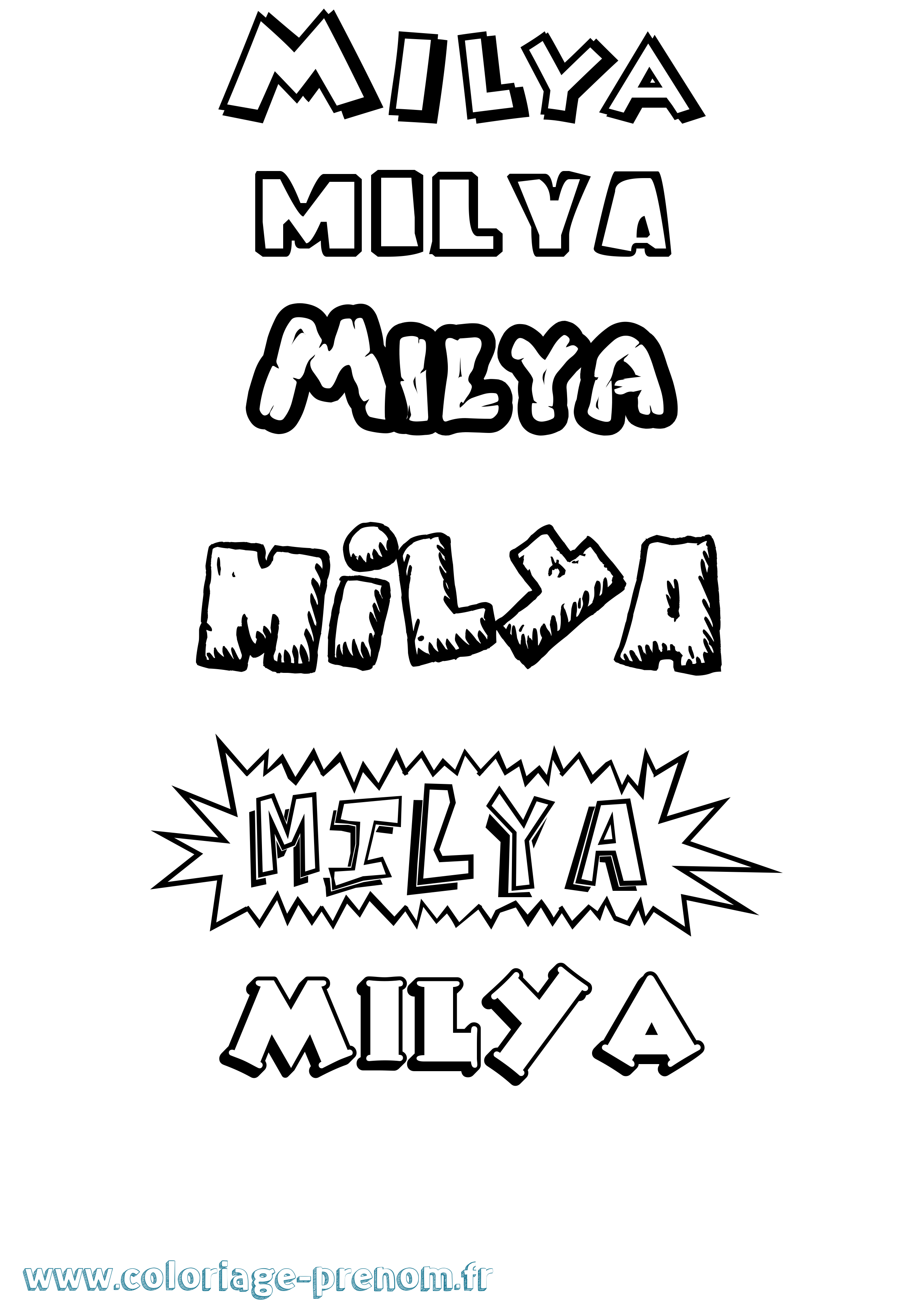 Coloriage Milya Dessin Animé Coloriage prénom Milya Dessin Animé