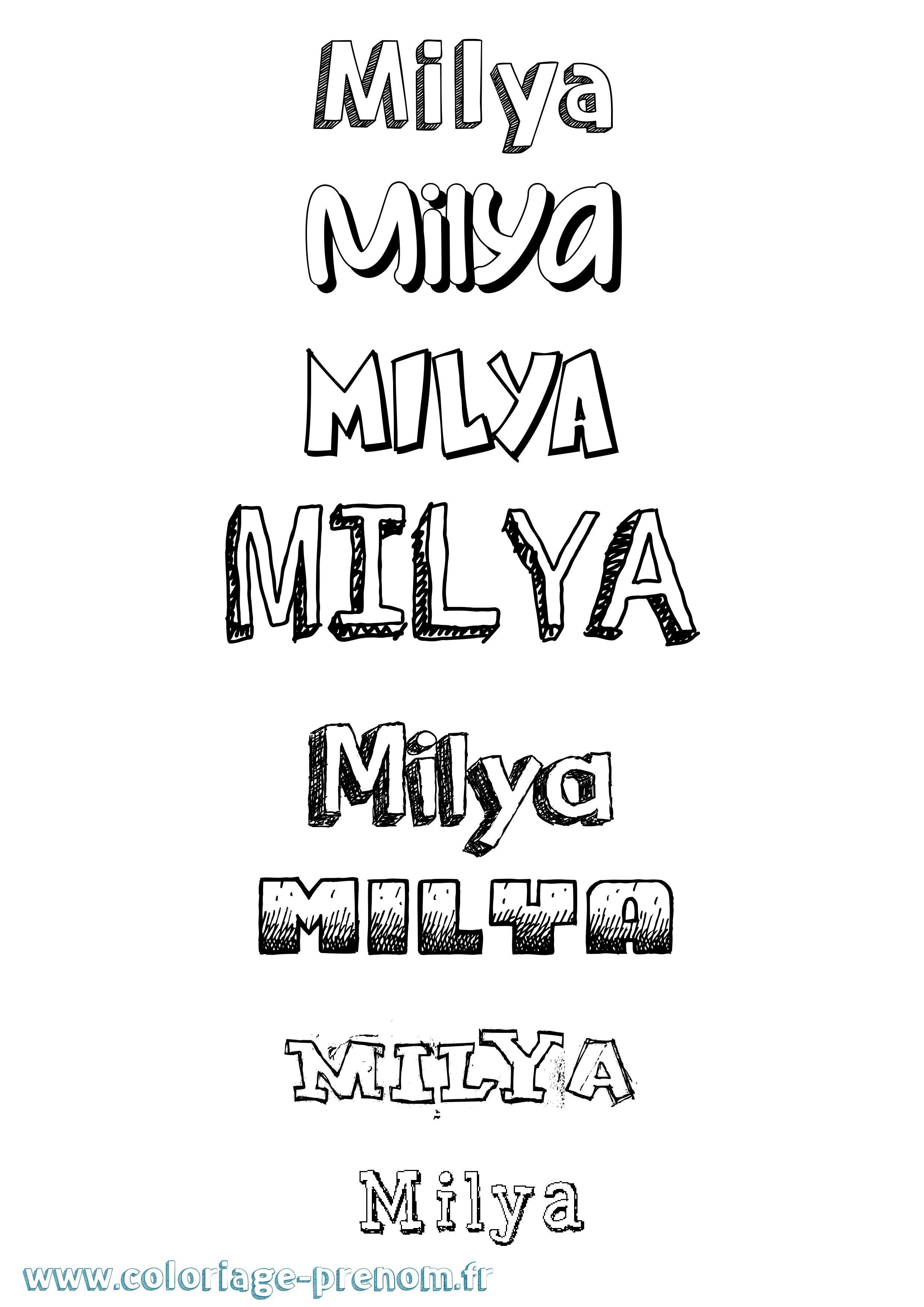 Coloriage Milya Dessiné Coloriage prénom Milya Dessiné