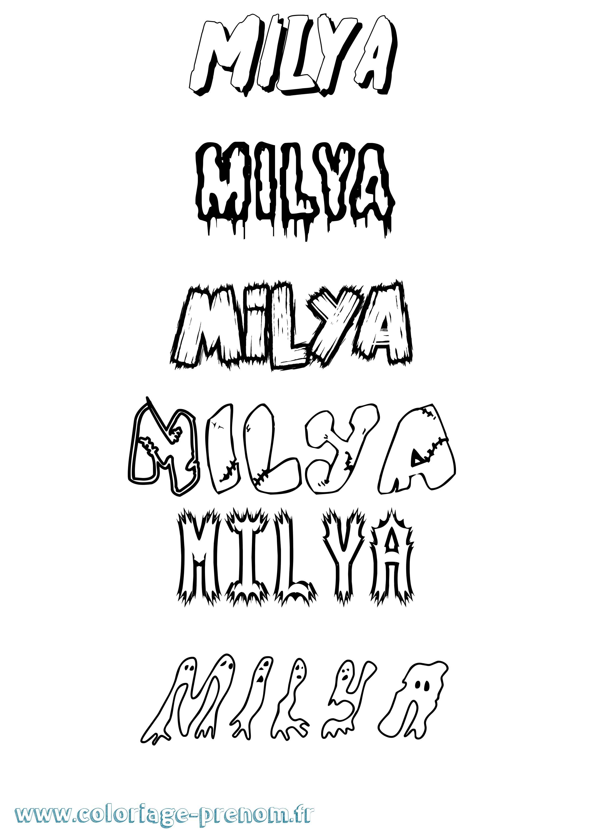 Coloriage Milya Frisson Coloriage prénom Milya Frisson