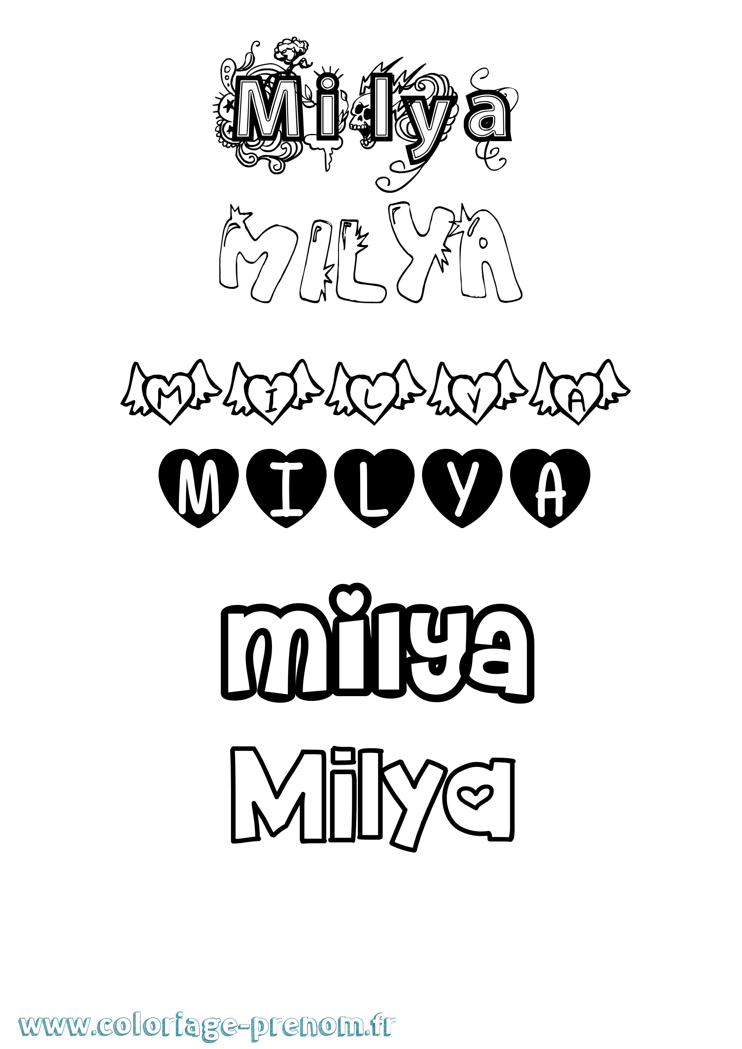 Coloriage Milya Girly Coloriage prénom Milya Girly