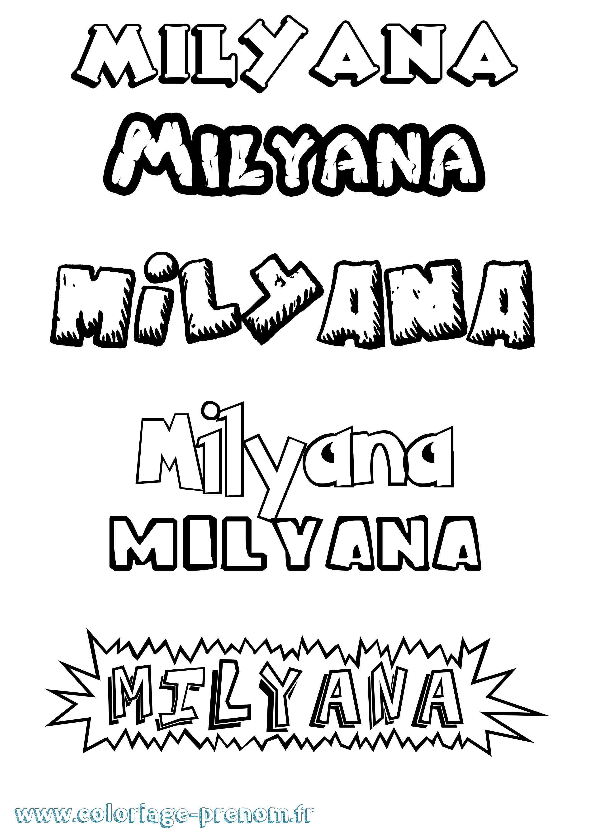 Coloriage Milyana Dessin Animé Coloriage prénom Milyana Dessin Animé