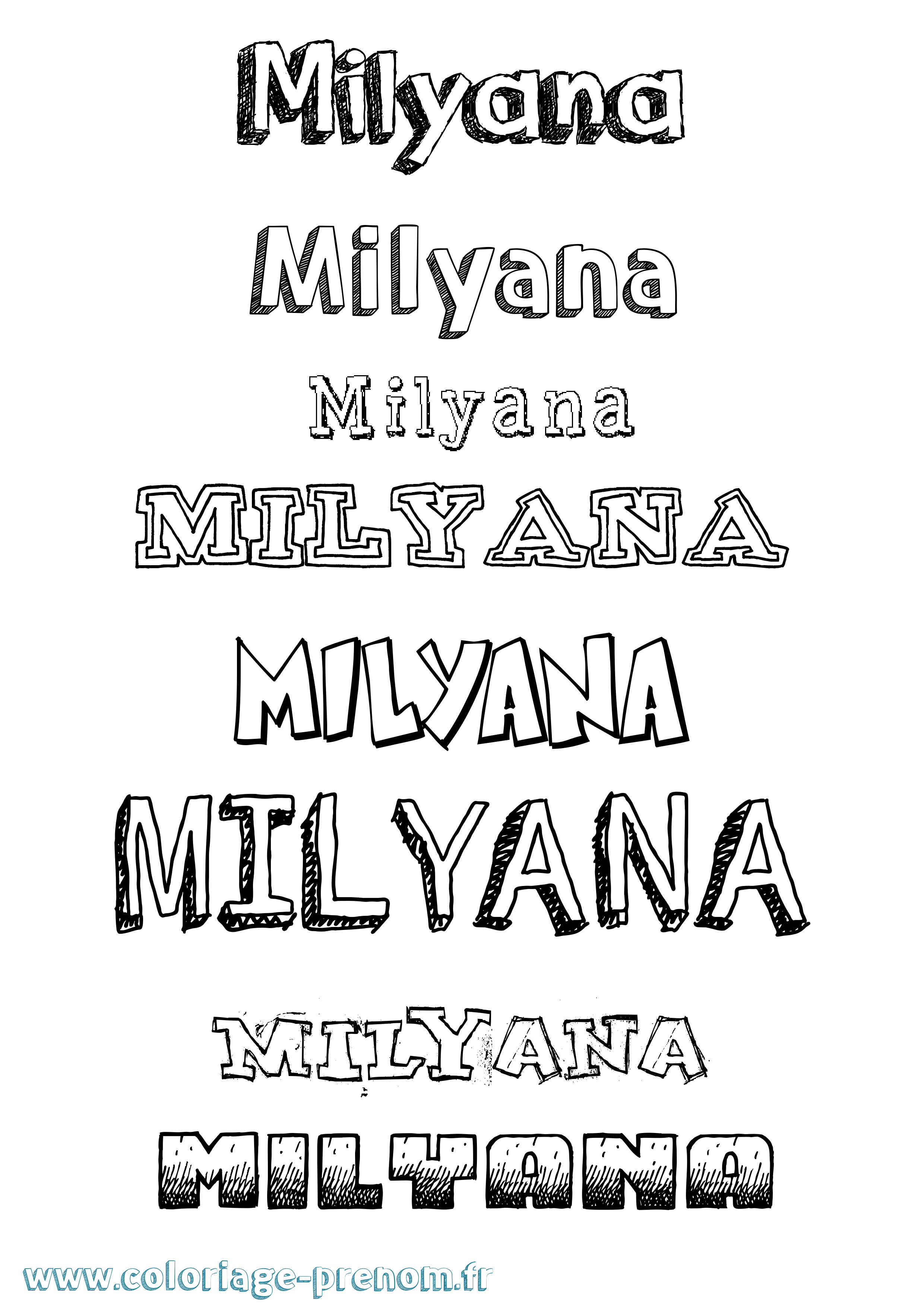 Coloriage Milyana Dessiné Coloriage prénom Milyana Dessiné