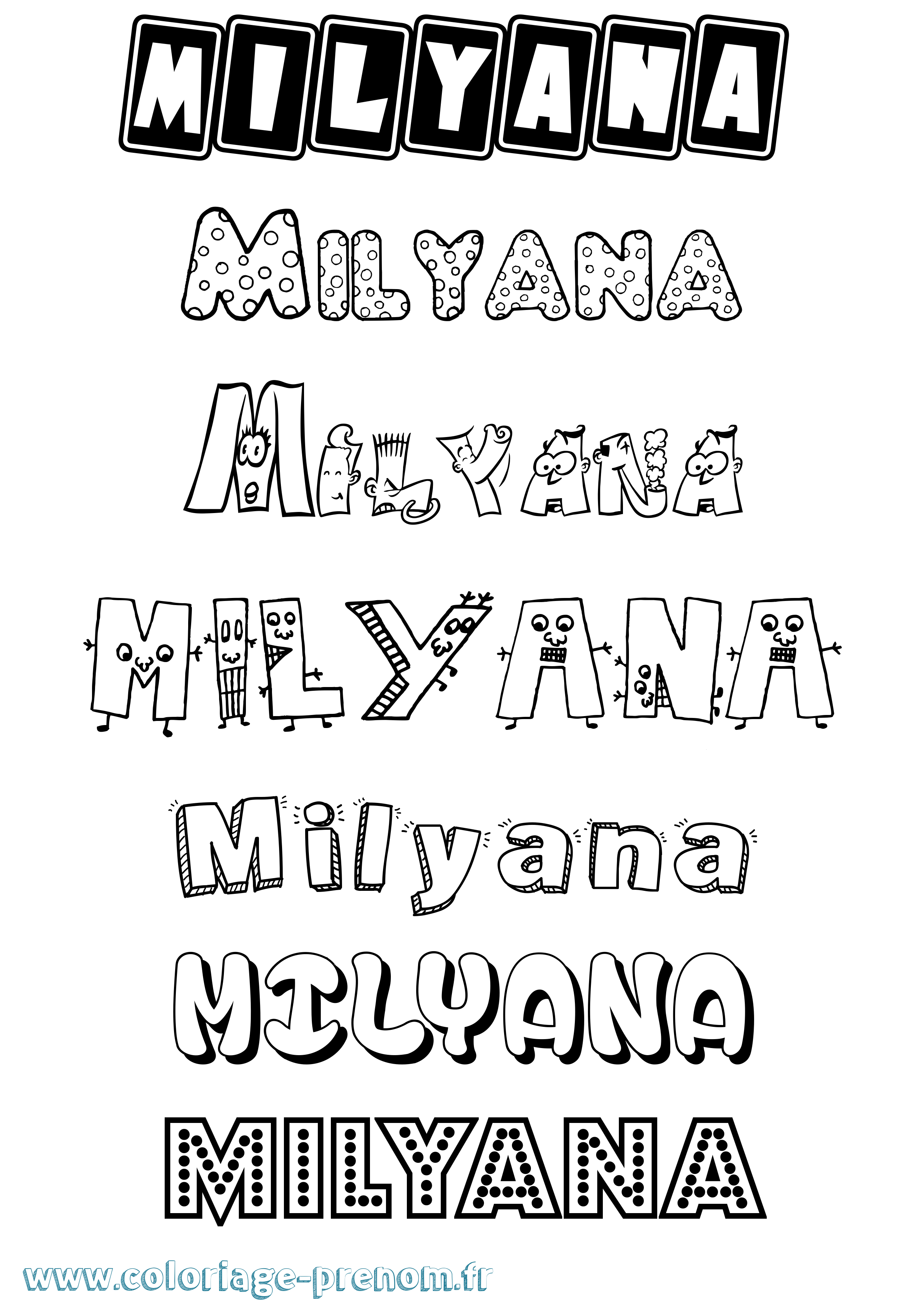 Coloriage Milyana Fun Coloriage prénom Milyana Fun