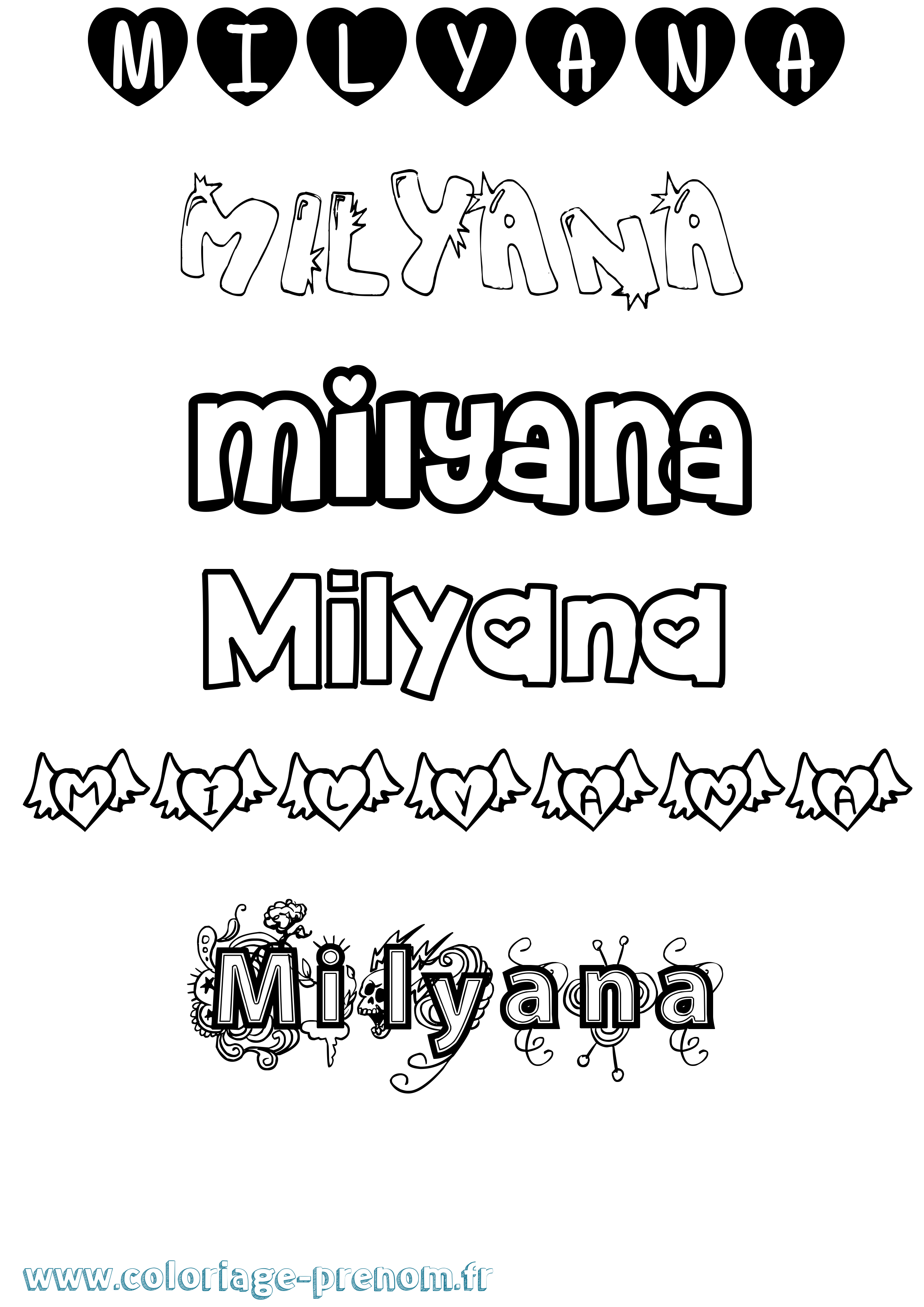 Coloriage Milyana Girly Coloriage prénom Milyana Girly
