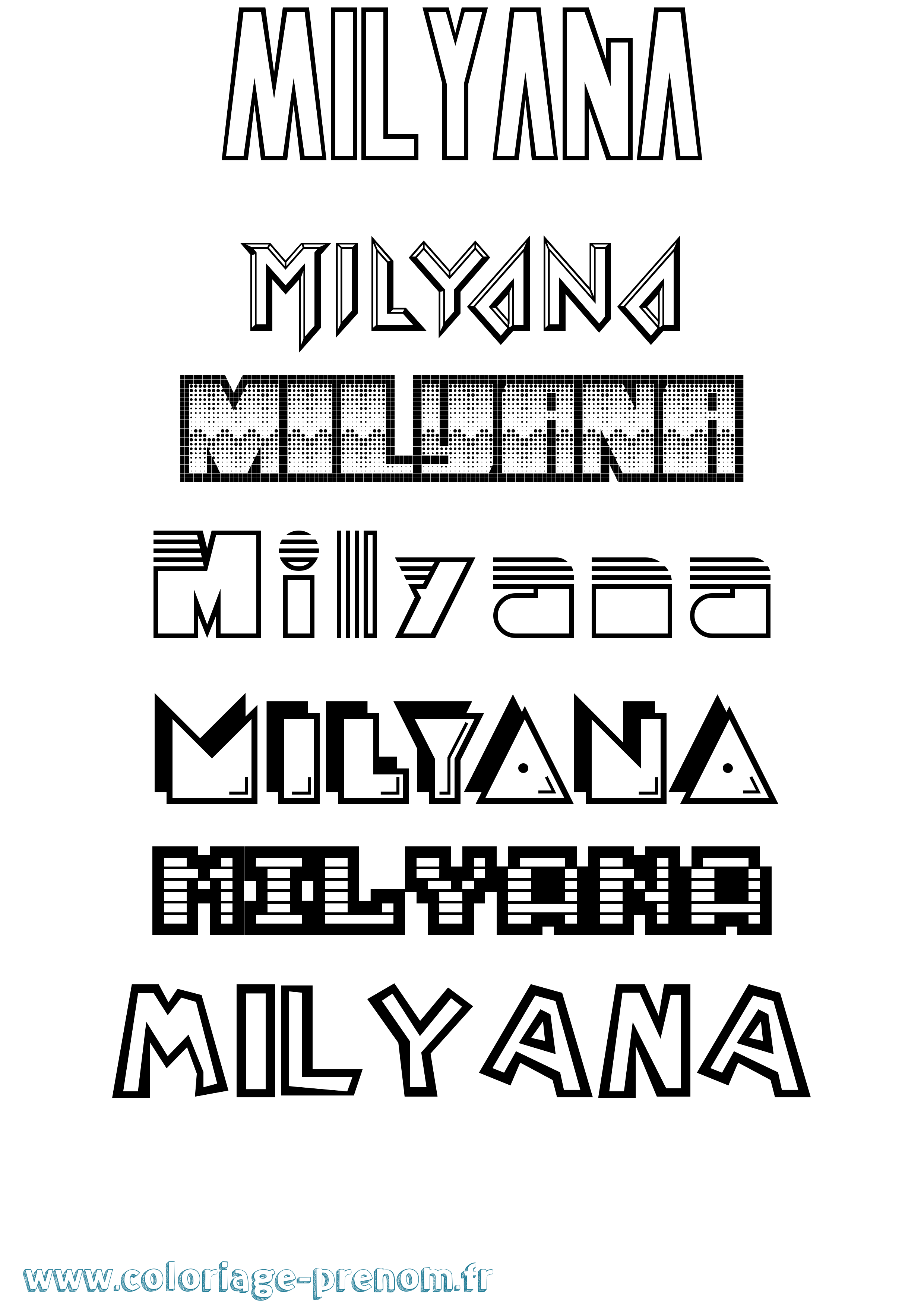 Coloriage Milyana Jeux Vidéos Coloriage prénom Milyana Jeux Vidéos