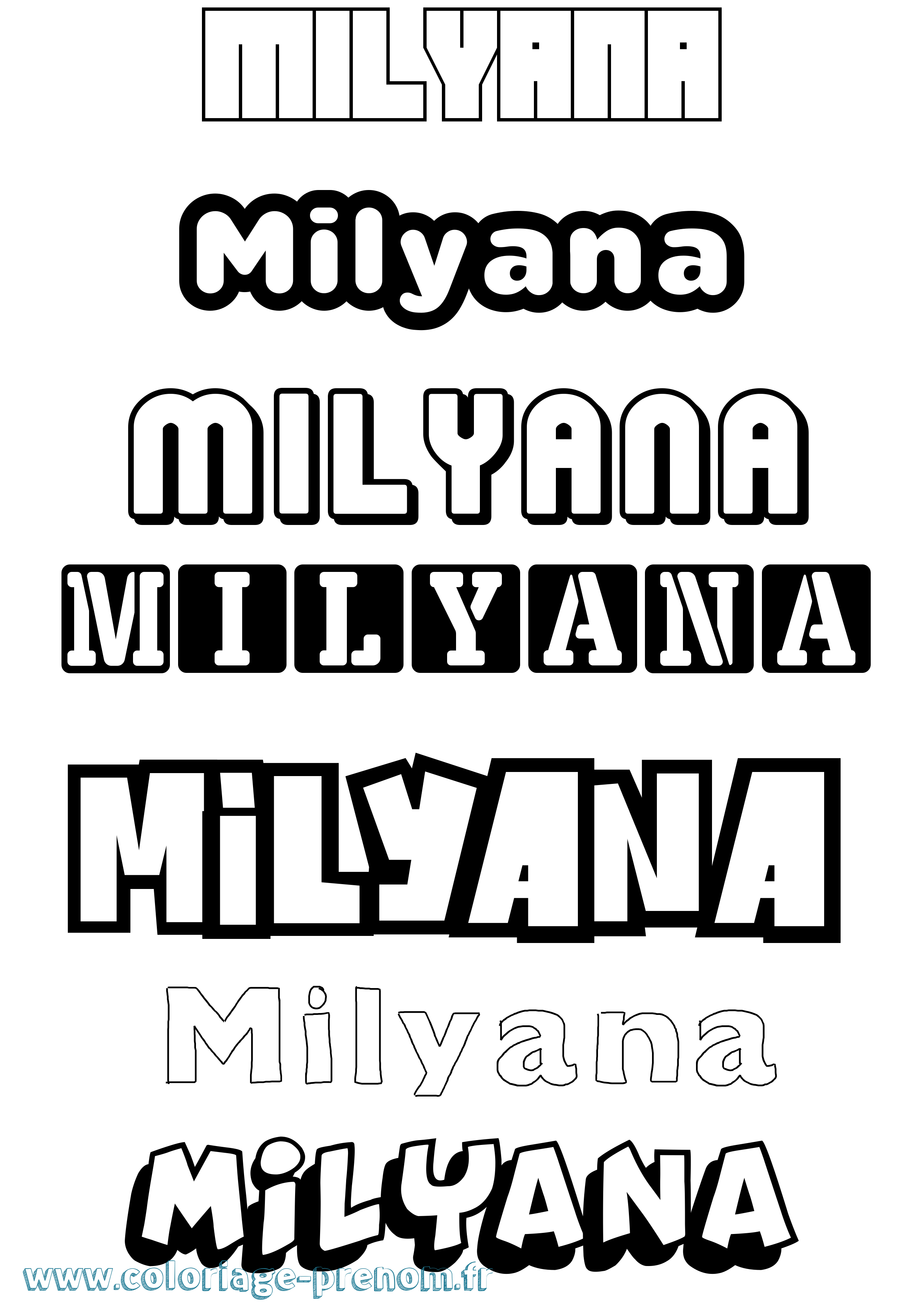 Coloriage Milyana Simple Coloriage prénom Milyana Simple
