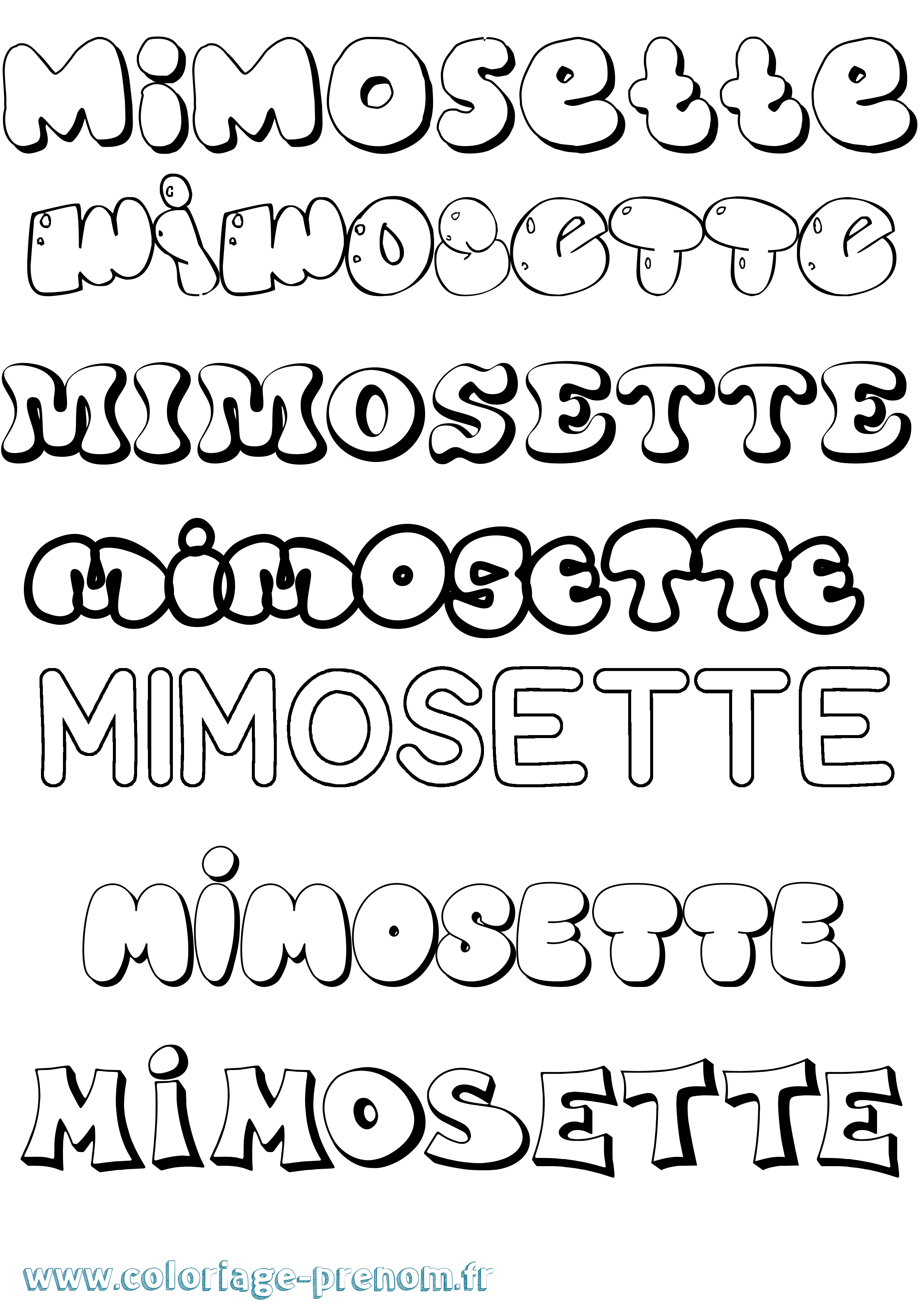 Coloriage Mimosette Bubble Coloriage prénom Mimosette Bubble