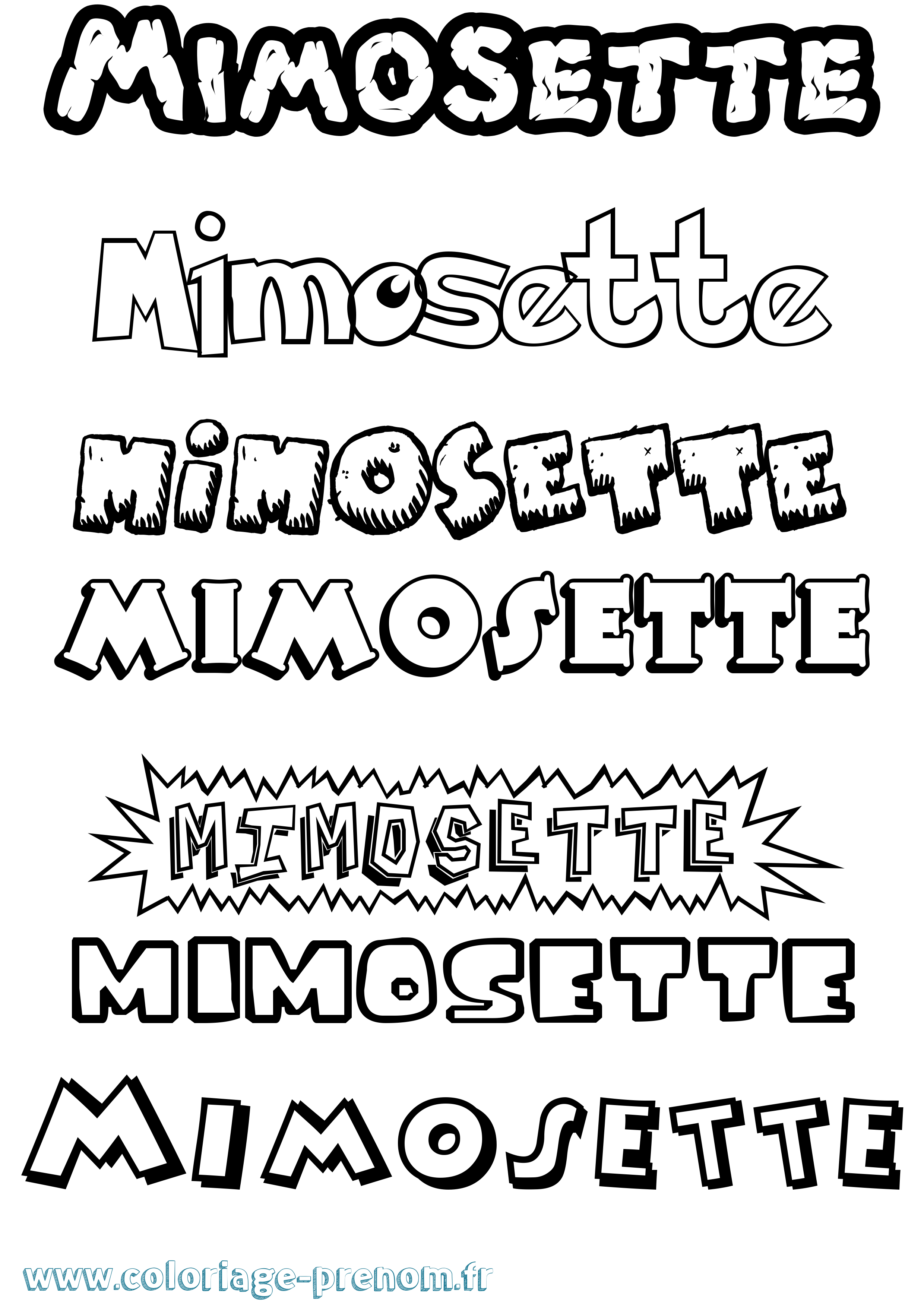 Coloriage Mimosette Dessin Animé Coloriage prénom Mimosette Dessin Animé