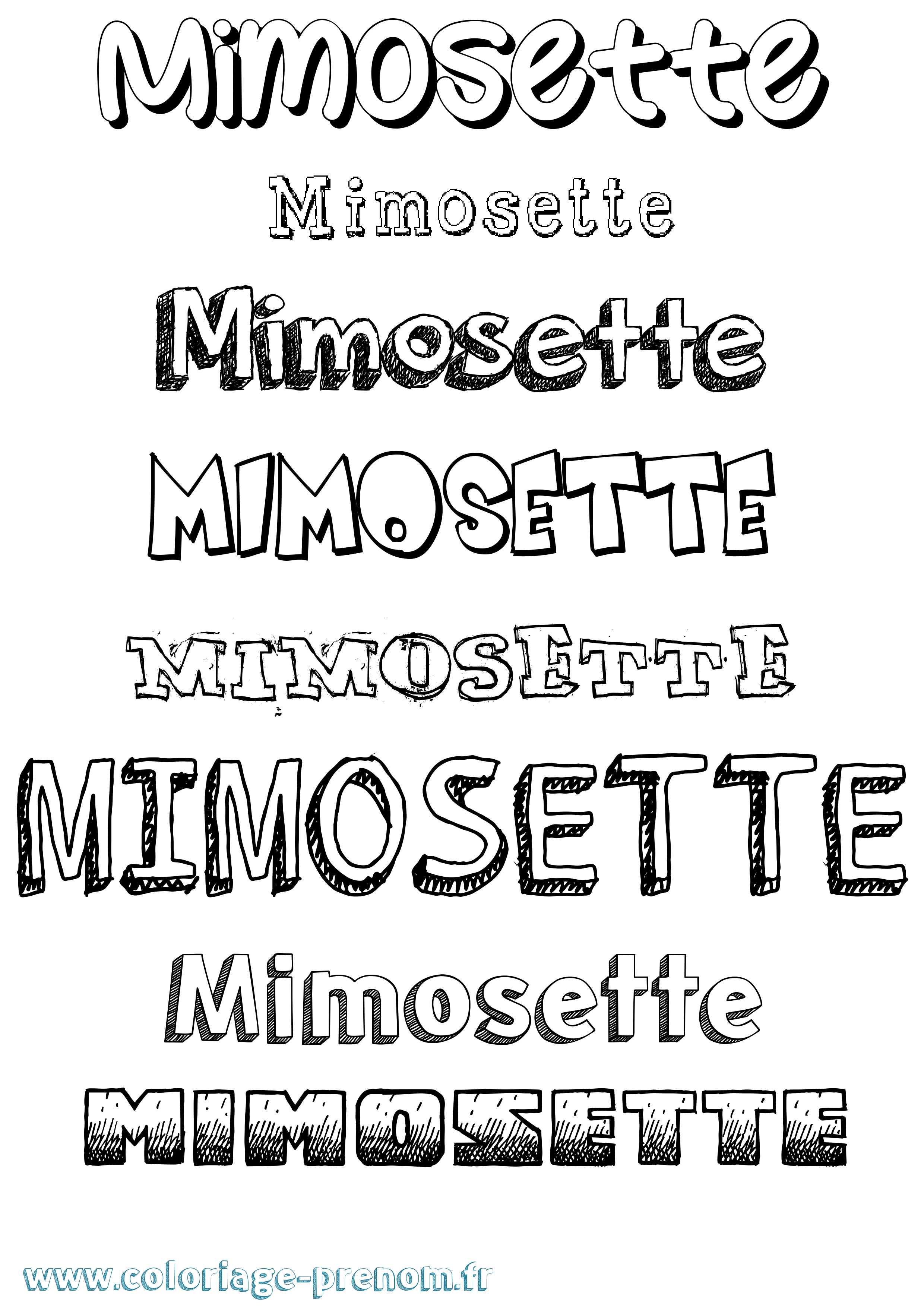 Coloriage Mimosette Dessiné Coloriage prénom Mimosette Dessiné