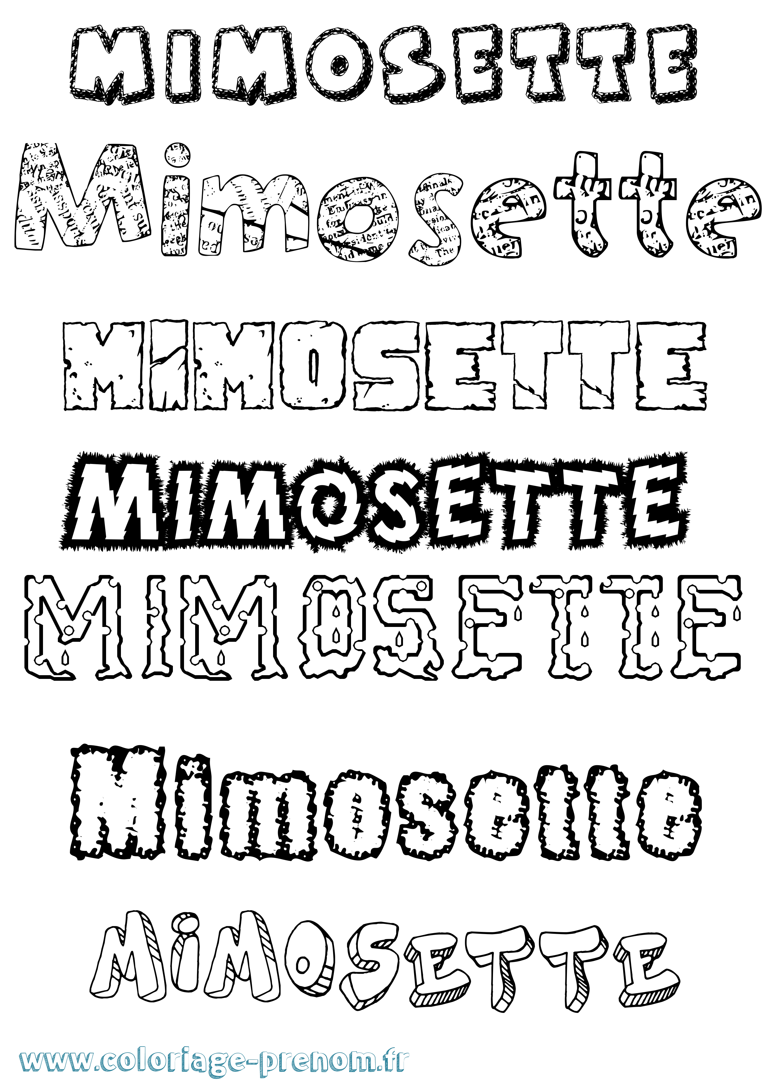 Coloriage Mimosette Destructuré Coloriage prénom Mimosette Destructuré