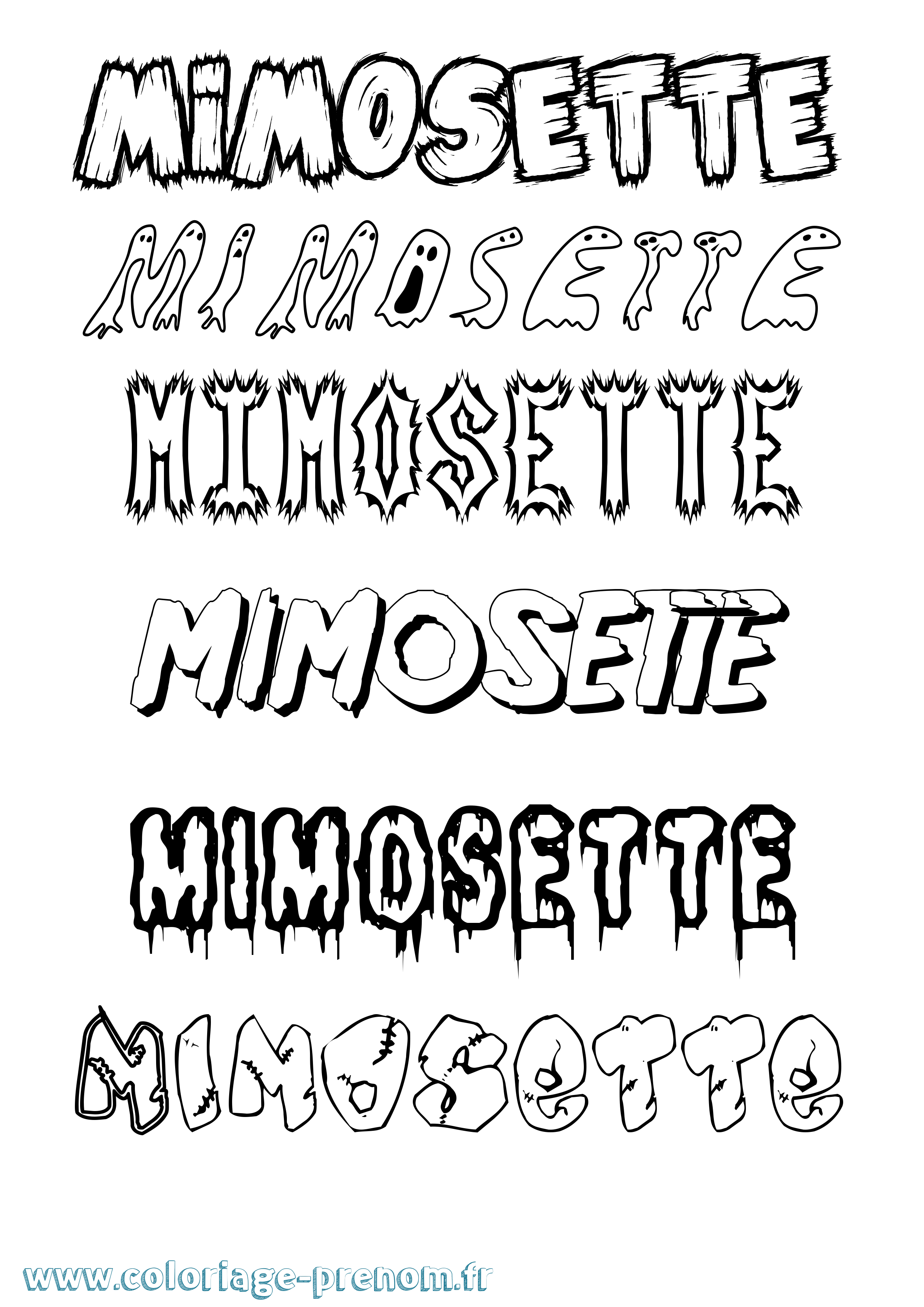 Coloriage Mimosette Frisson Coloriage prénom Mimosette Frisson
