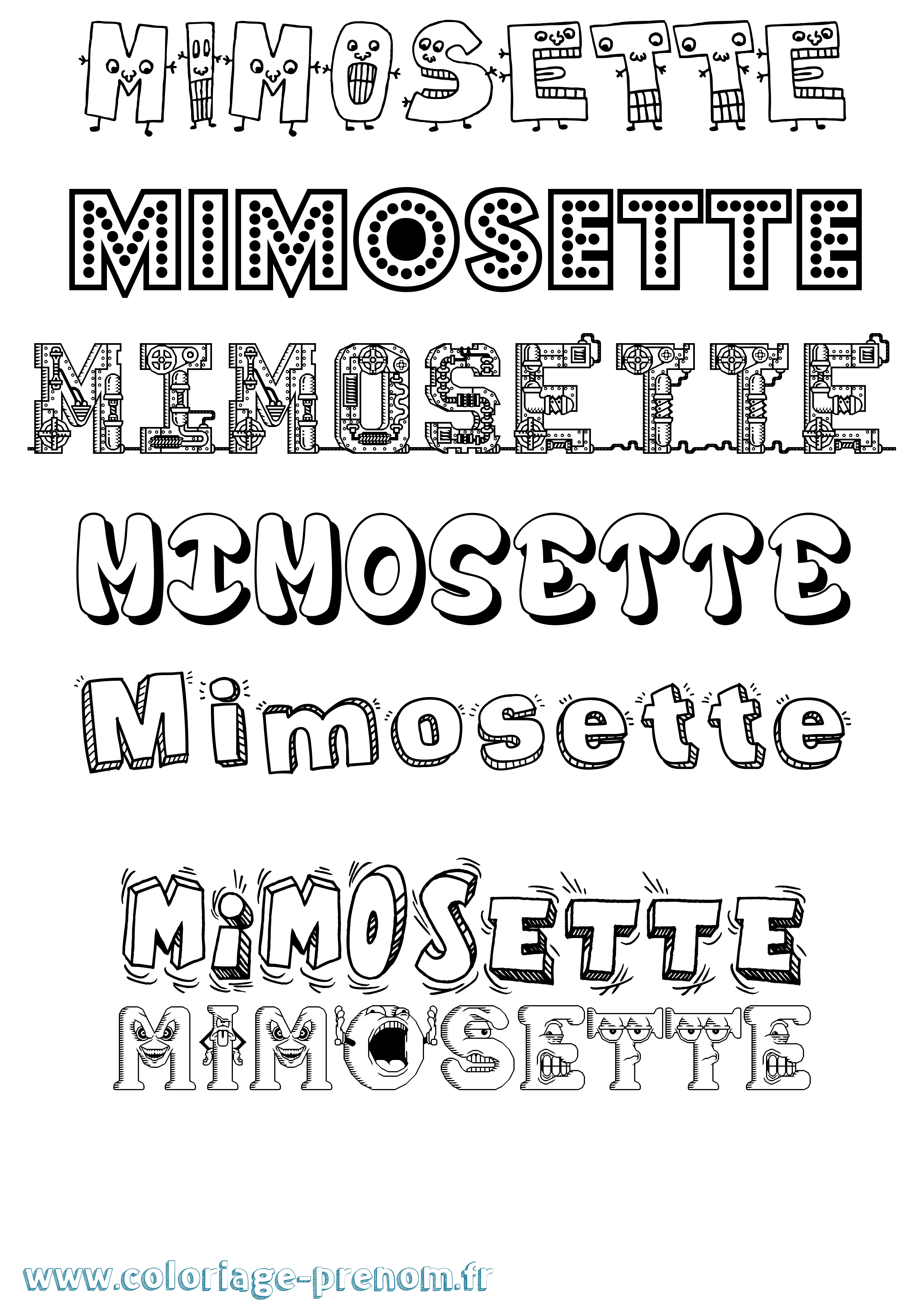 Coloriage Mimosette Fun Coloriage prénom Mimosette Fun