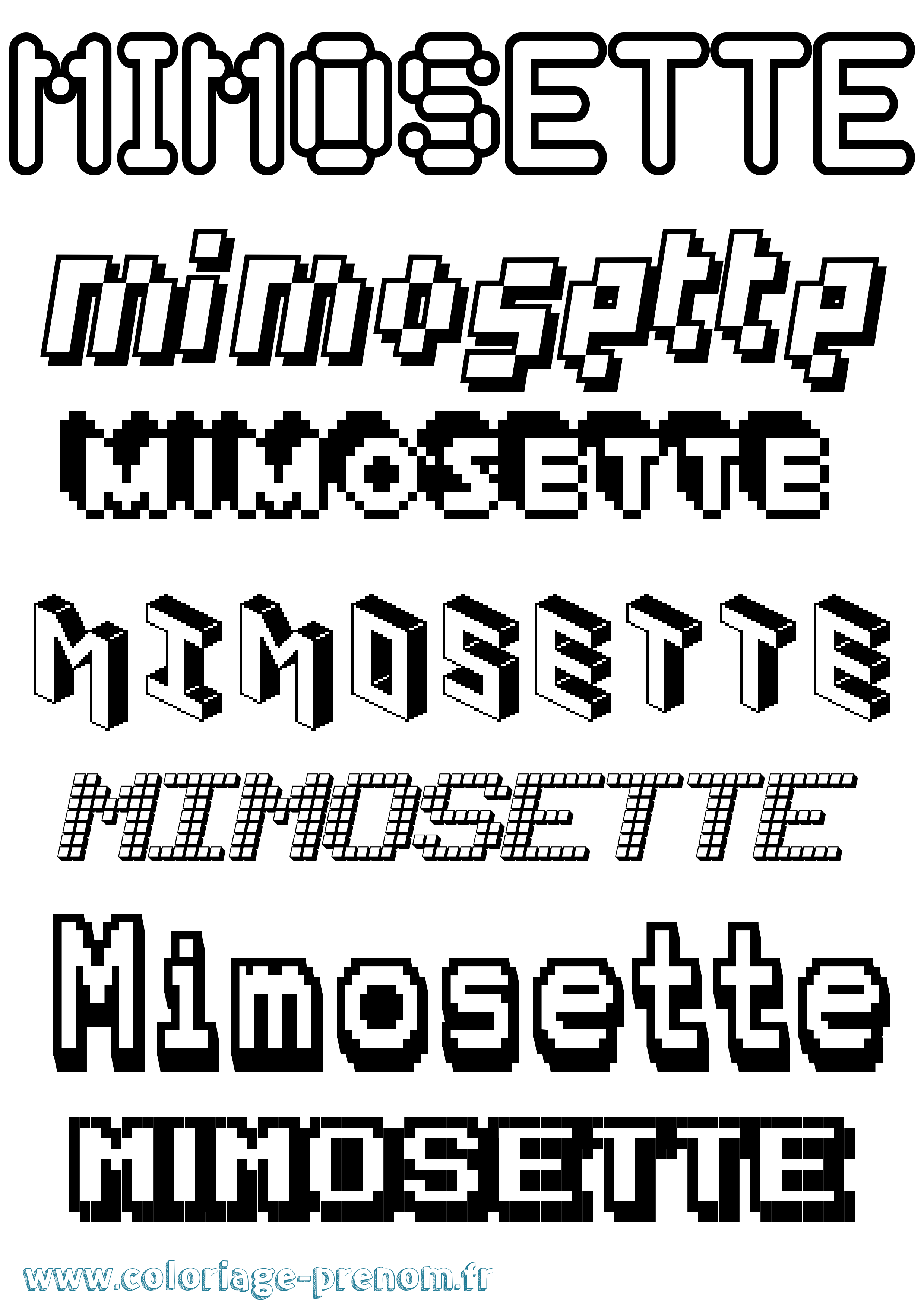 Coloriage Mimosette Pixel Coloriage prénom Mimosette Pixel