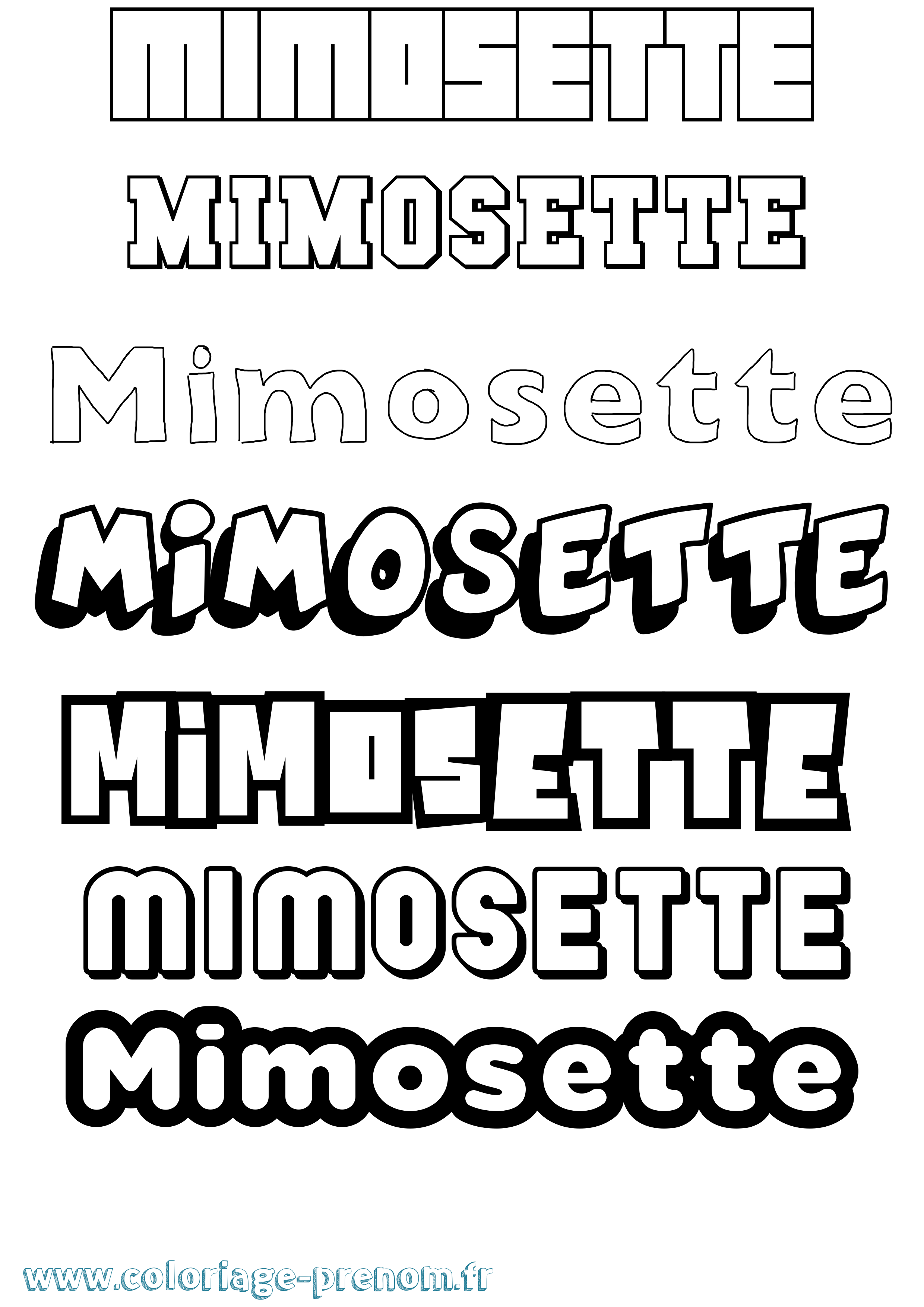 Coloriage Mimosette Simple Coloriage prénom Mimosette Simple