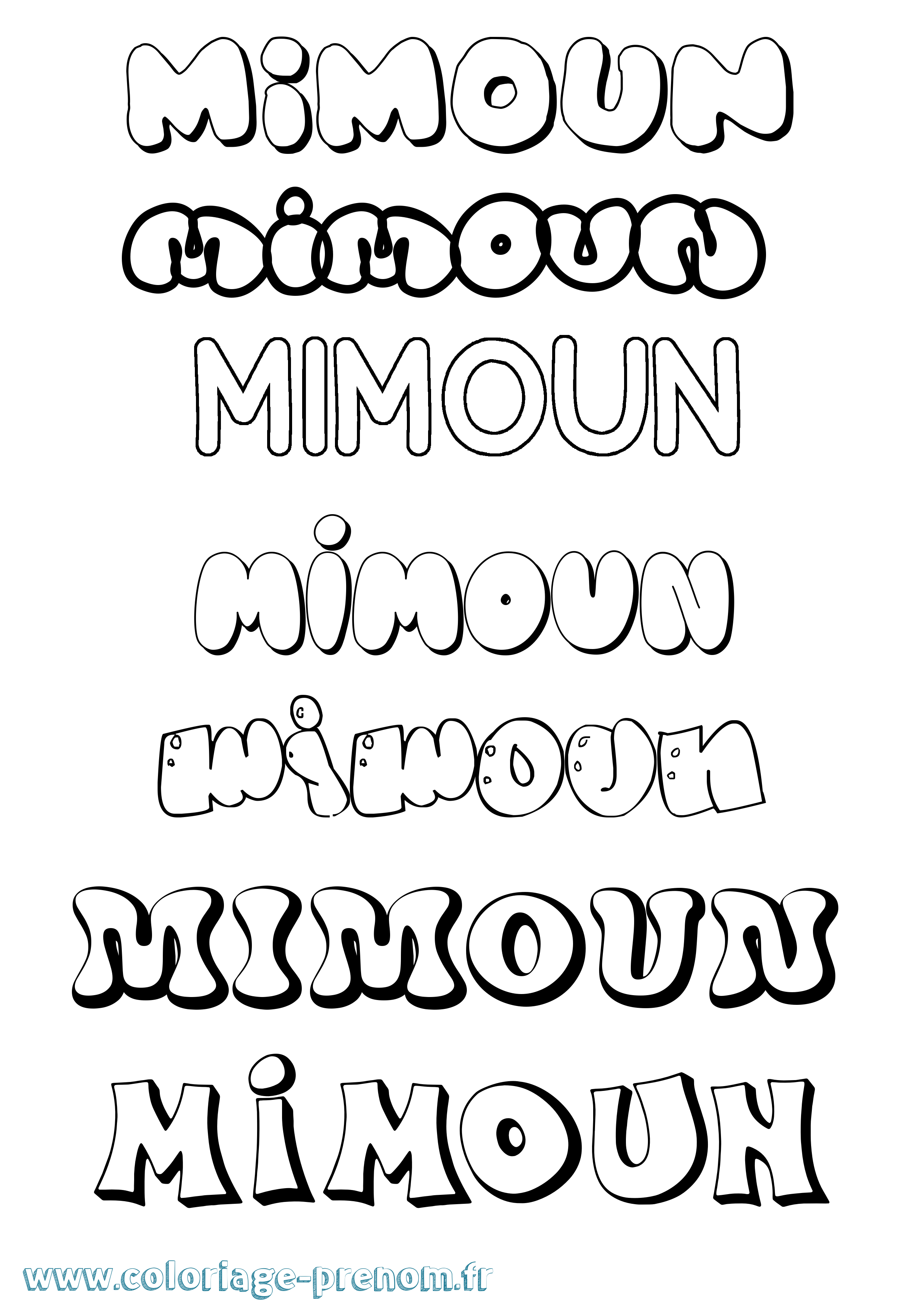Coloriage Mimoun Bubble Coloriage prénom Mimoun Bubble
