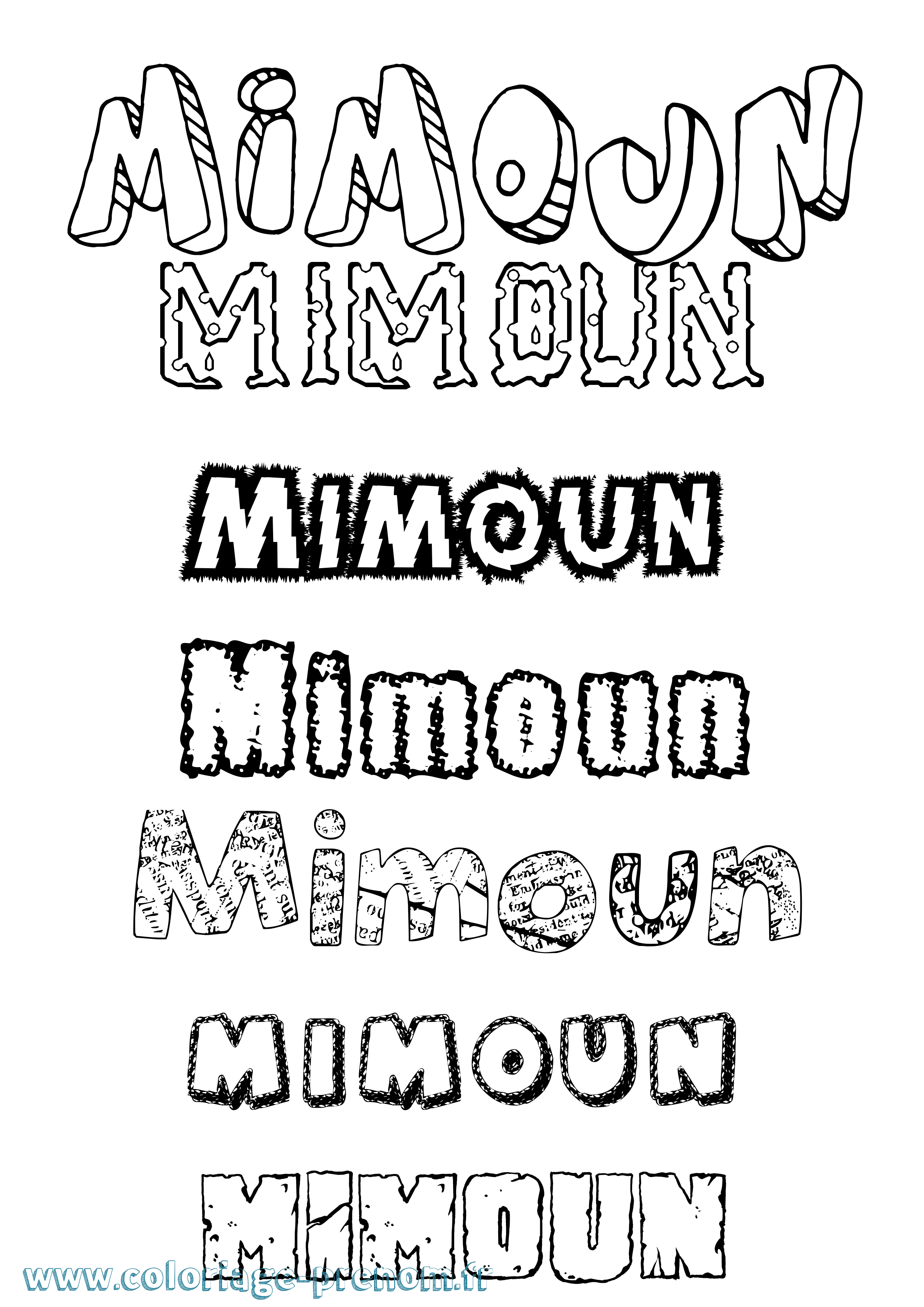 Coloriage Mimoun Destructuré Coloriage prénom Mimoun Destructuré