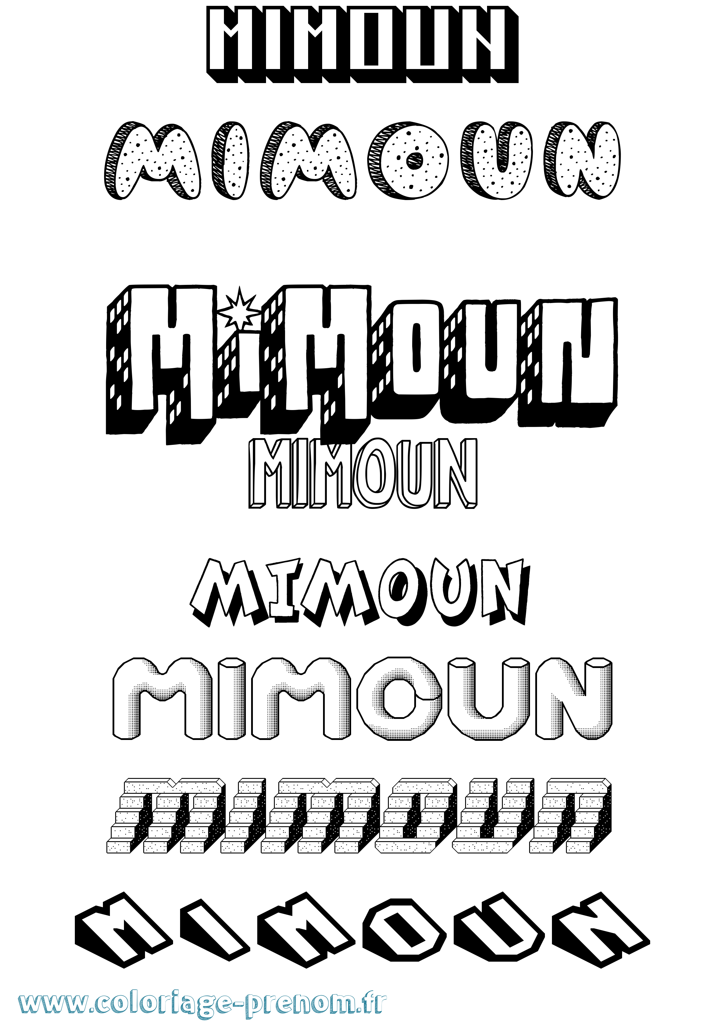 Coloriage Mimoun Effet 3D Coloriage prénom Mimoun Effet 3D