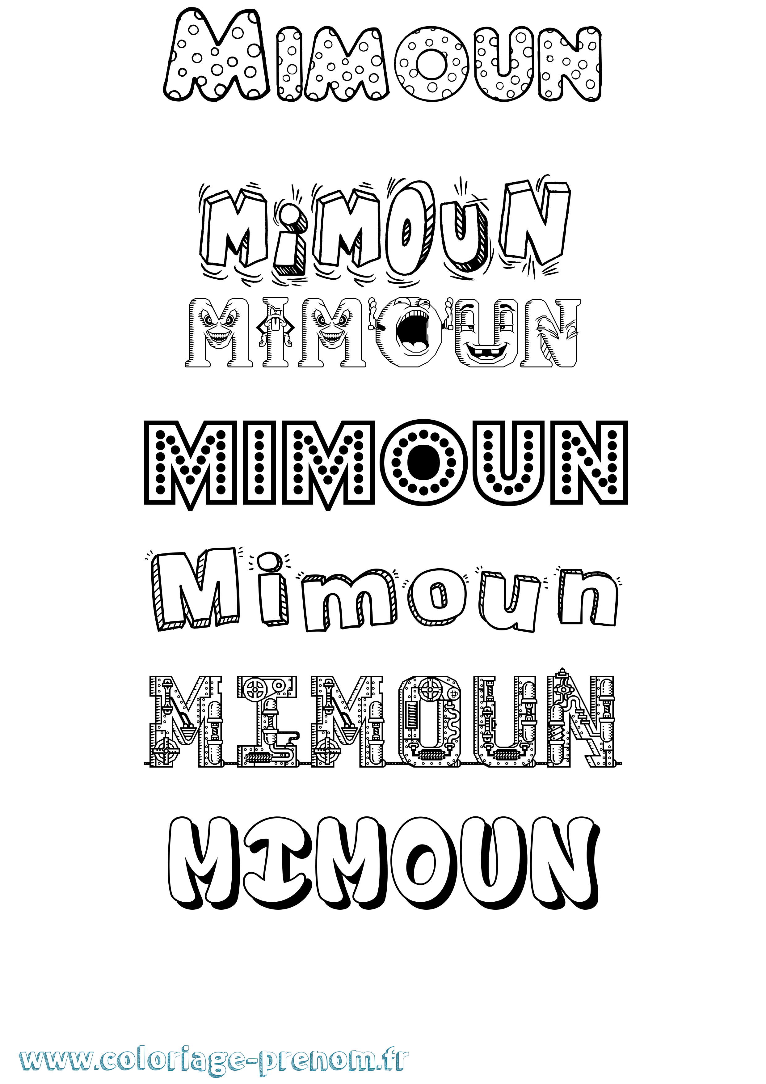 Coloriage Mimoun Fun Coloriage prénom Mimoun Fun