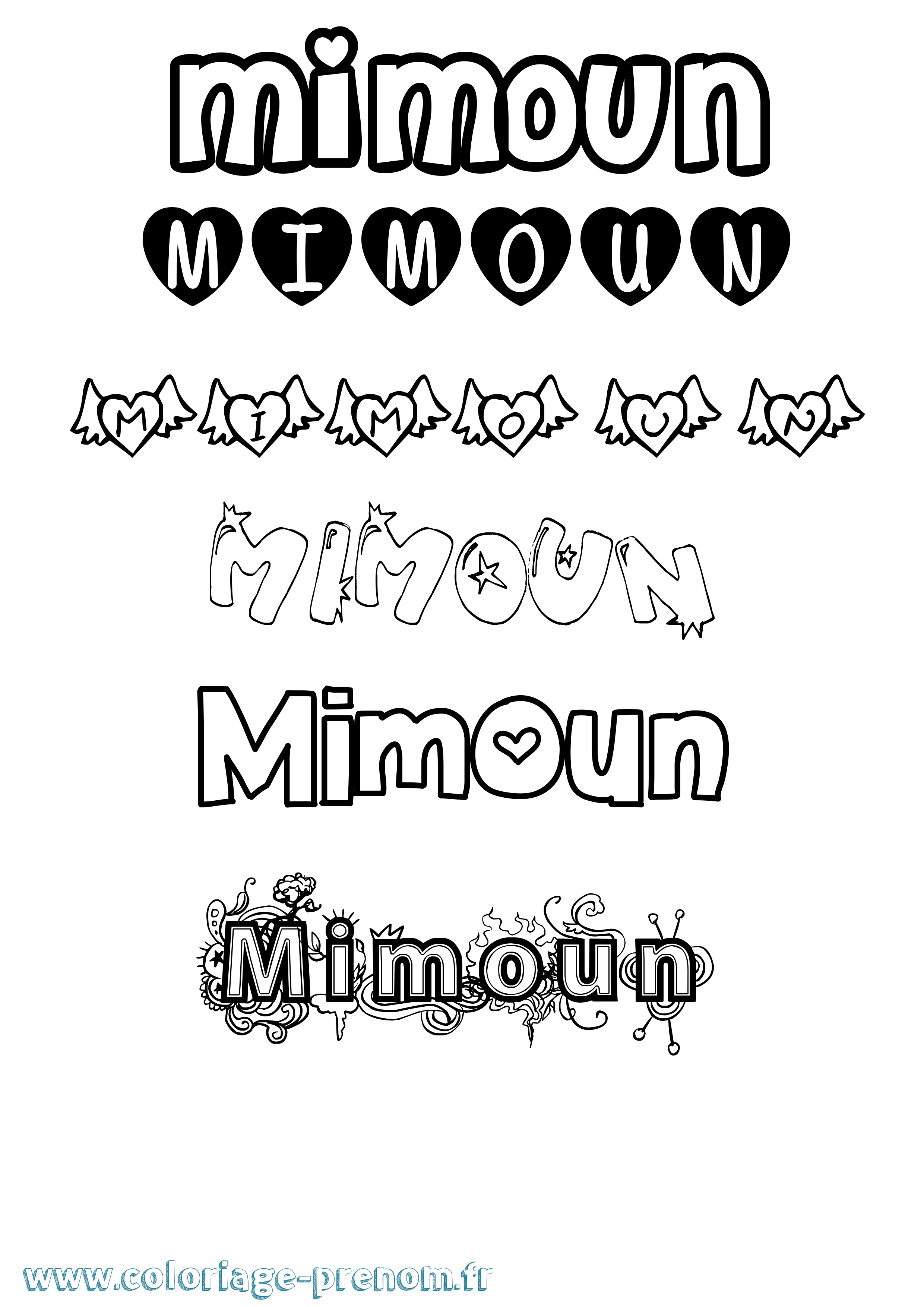 Coloriage Mimoun Girly Coloriage prénom Mimoun Girly