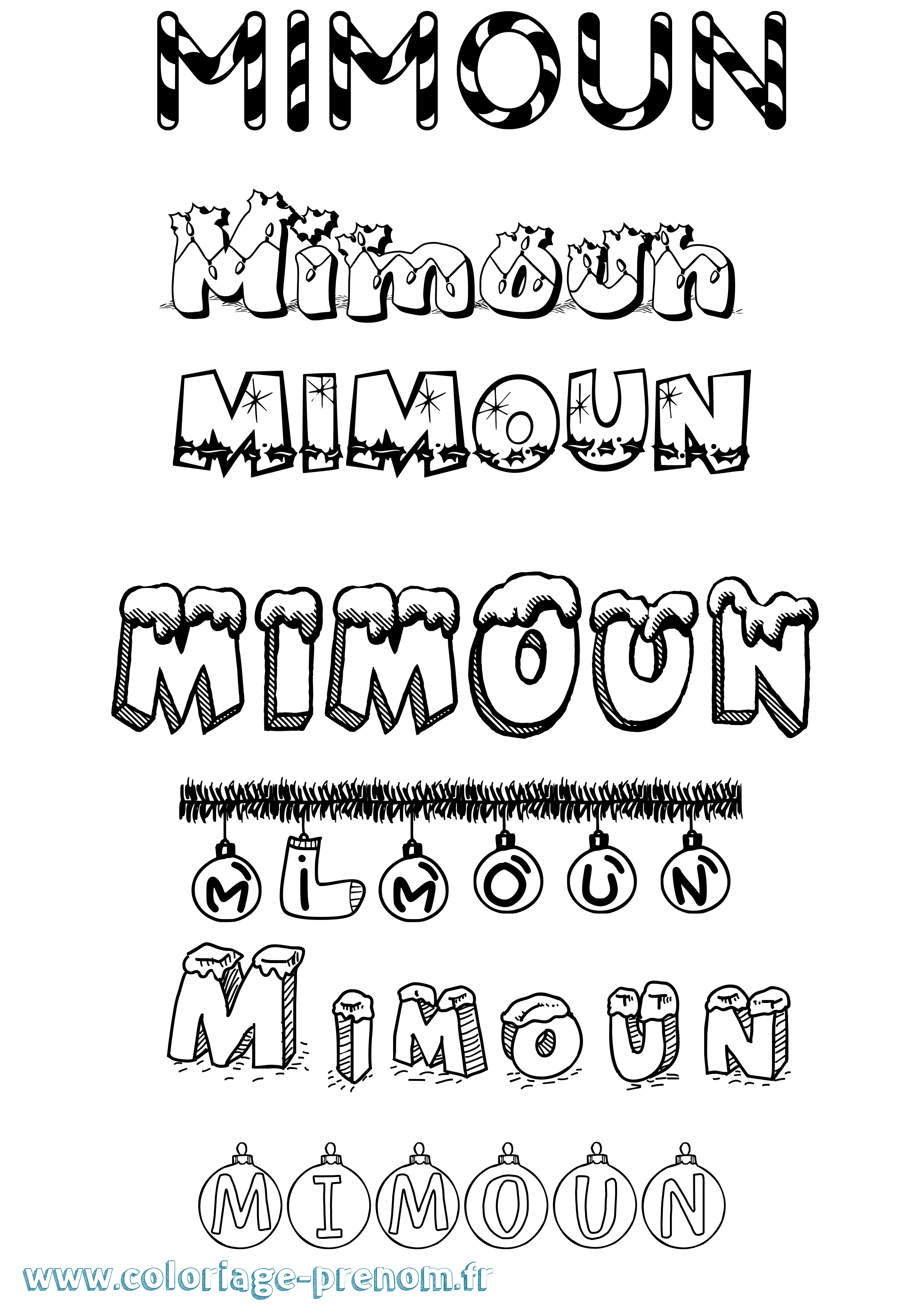 Coloriage Mimoun Noël Coloriage prénom Mimoun Noël