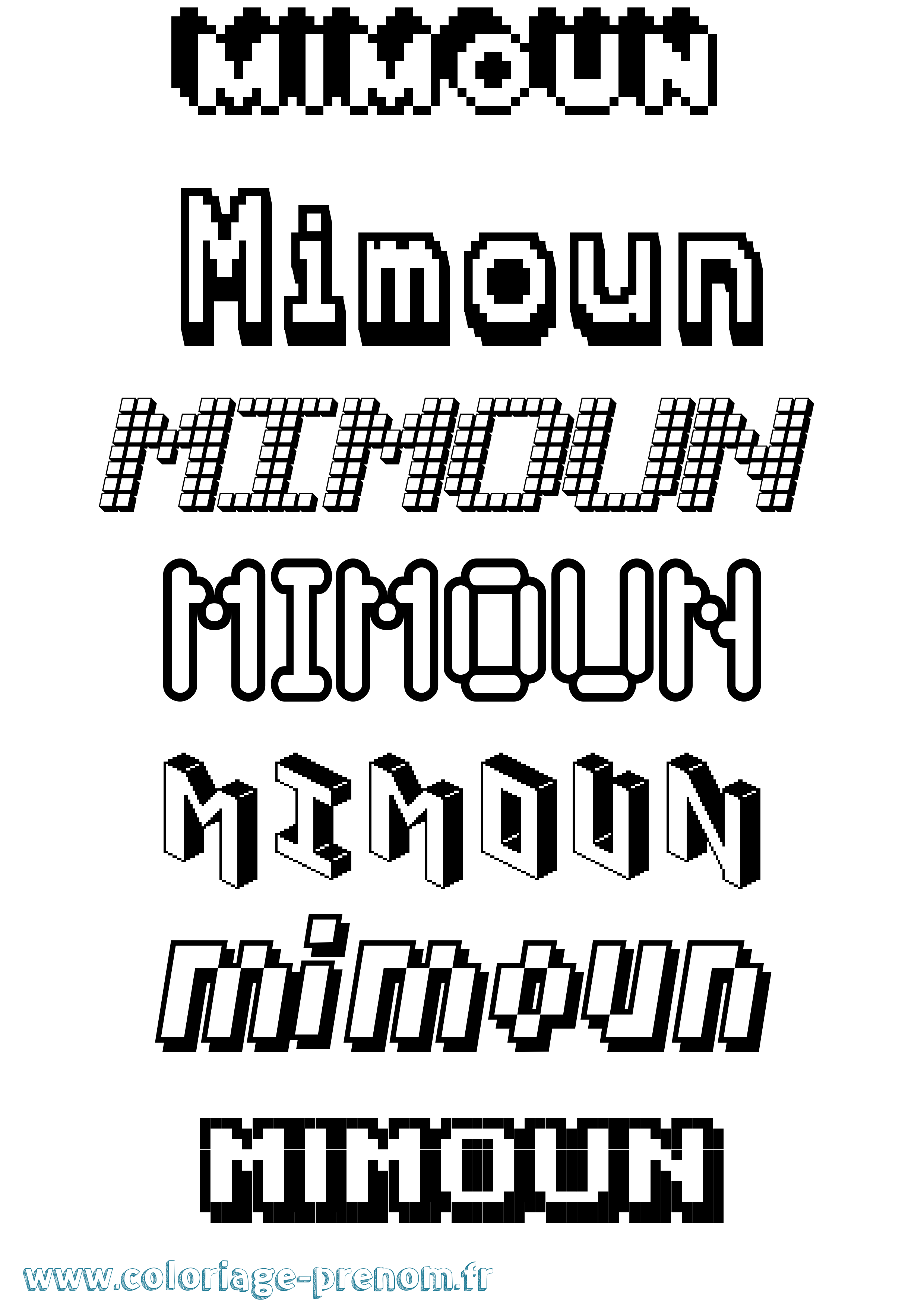 Coloriage Mimoun Pixel Coloriage prénom Mimoun Pixel